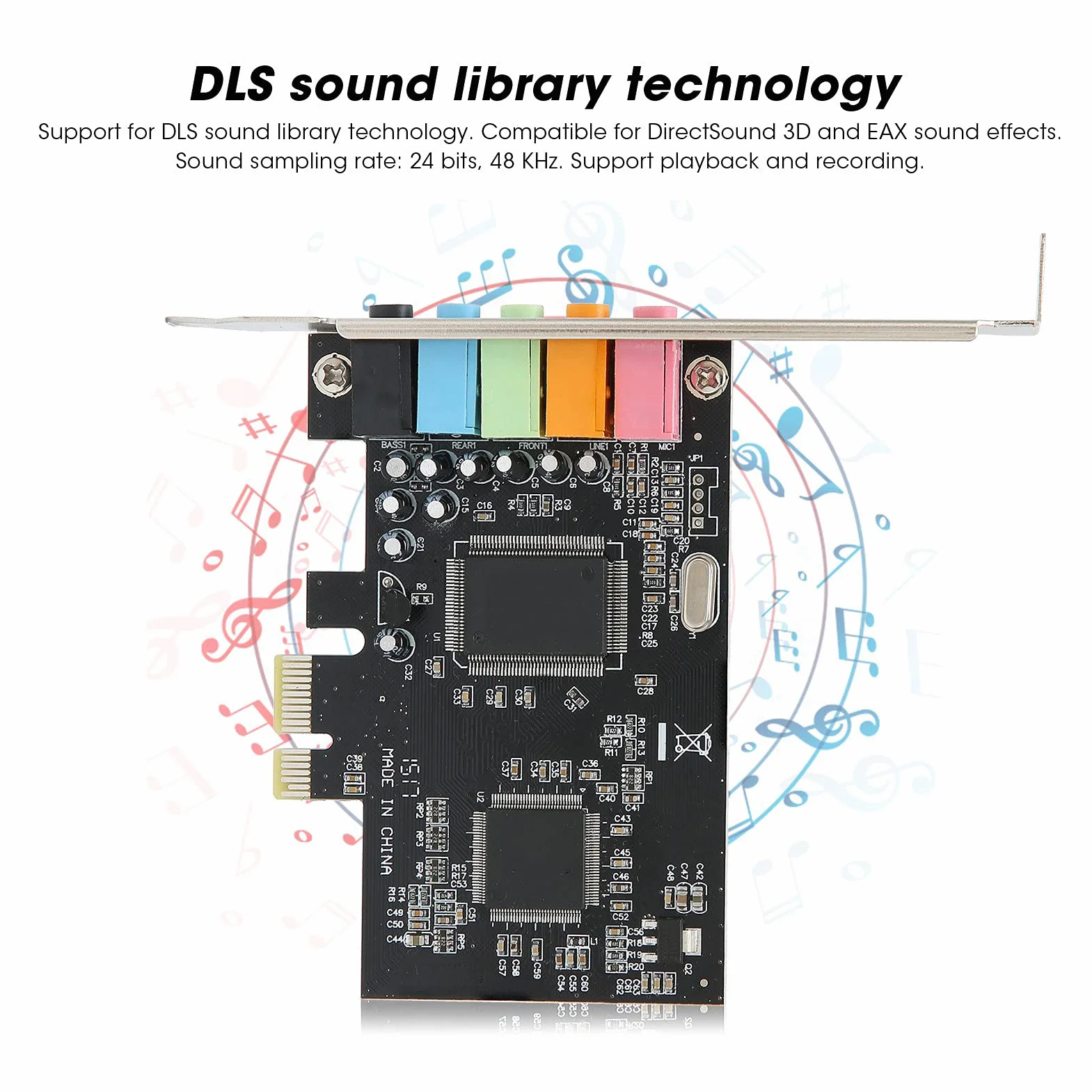 Scheda Audio Stereo PCI-E 5.1, Scheda Audio Desktop, Hardware di Conversione del Segnale Audio Desktop Stereo a 6 Canali con CD Driver, Chip Audio Multicanale CMI8738 5.1, Adatto per Home Theater, Ecc