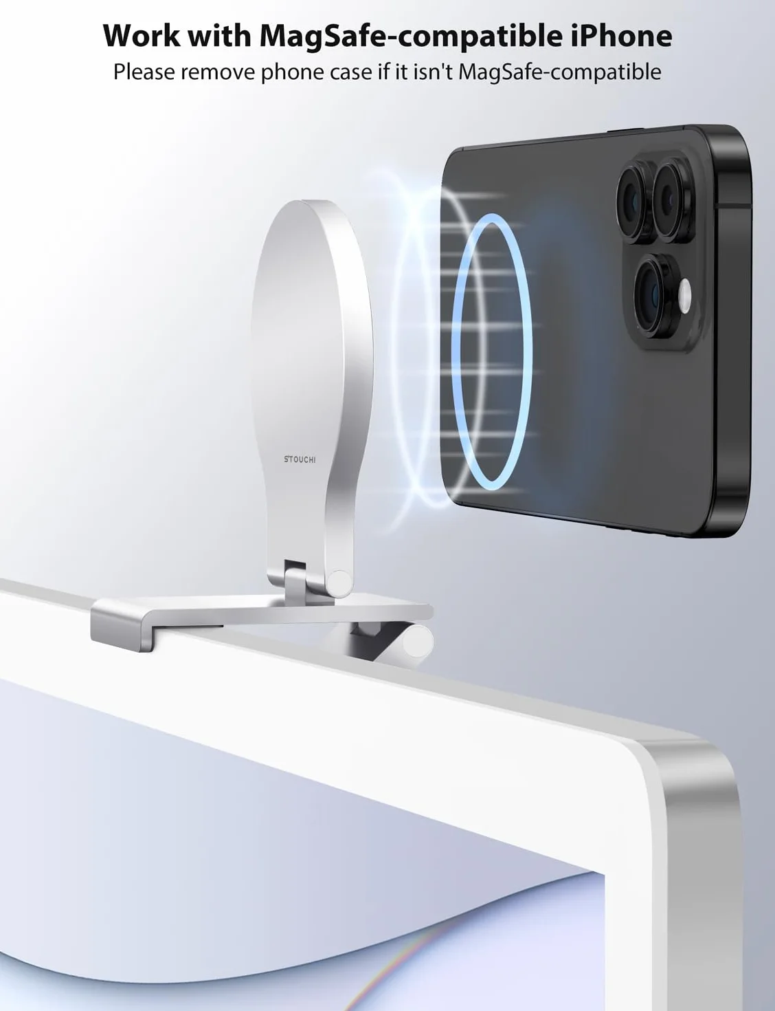 Stouchi Supporto per fotocamera continuity per iMac, supporto per webcam per iPhone compatibile con monitor desktop con Mag-Safe
