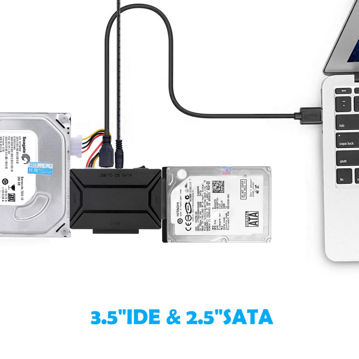 AGPtek USB 3.0 to IDE/SATAConverter, Adattatore Disco Rigido con Power Switch per 2.5"/3.5"SATA /IDE/SSD Disco Rigido, Support4TB, Include 12V 2 Adattatori & Cavo USB 3.0