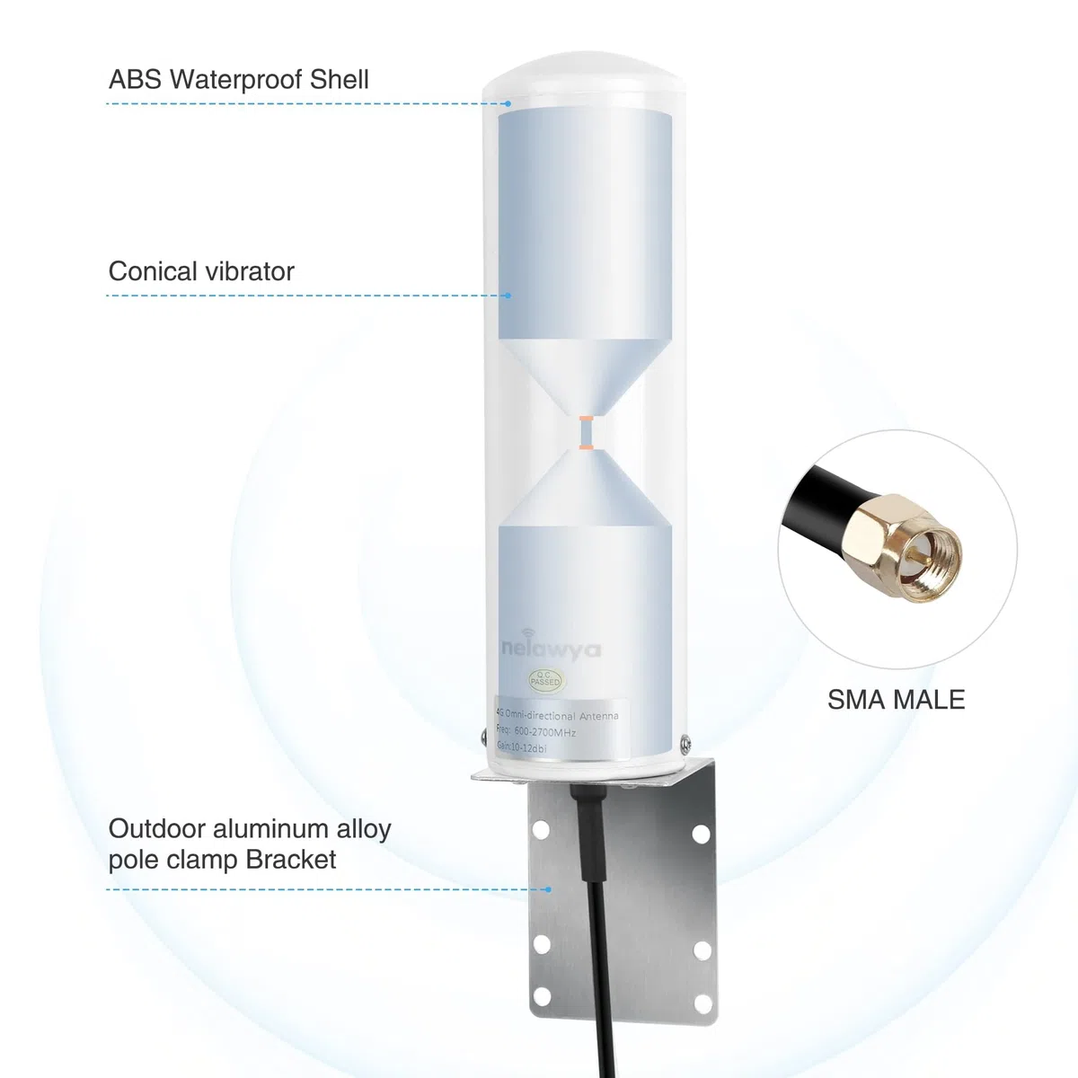 Antenna 4G LTE ad alto guadagno 10-12dBi Antenna esterna a lungo raggio con spina SMA/adattatore doppio connettore TS9 Antenna esterna per Huawei ZTE 4G LTE Hotspot Router Modem Netgear