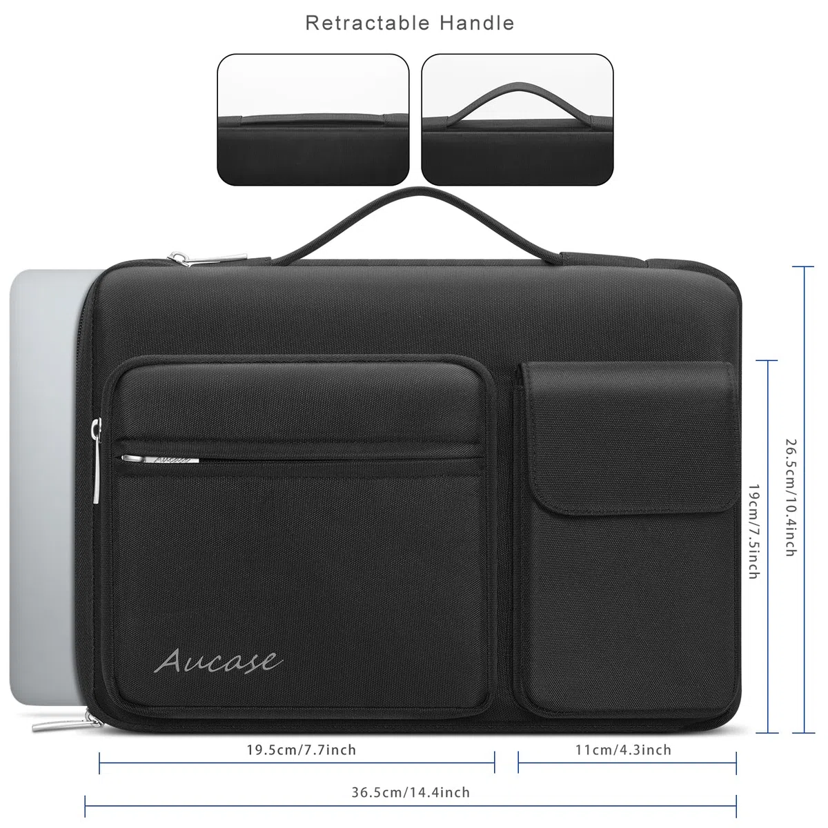 Custodia per laptop da 14" con manico e 3 tasche, custodia protettiva impermeabile per MacBook Pro 15,3'' M2 M3/HP/LENOVO/ACER/ASUS/DELL Chromebook Matebook 14