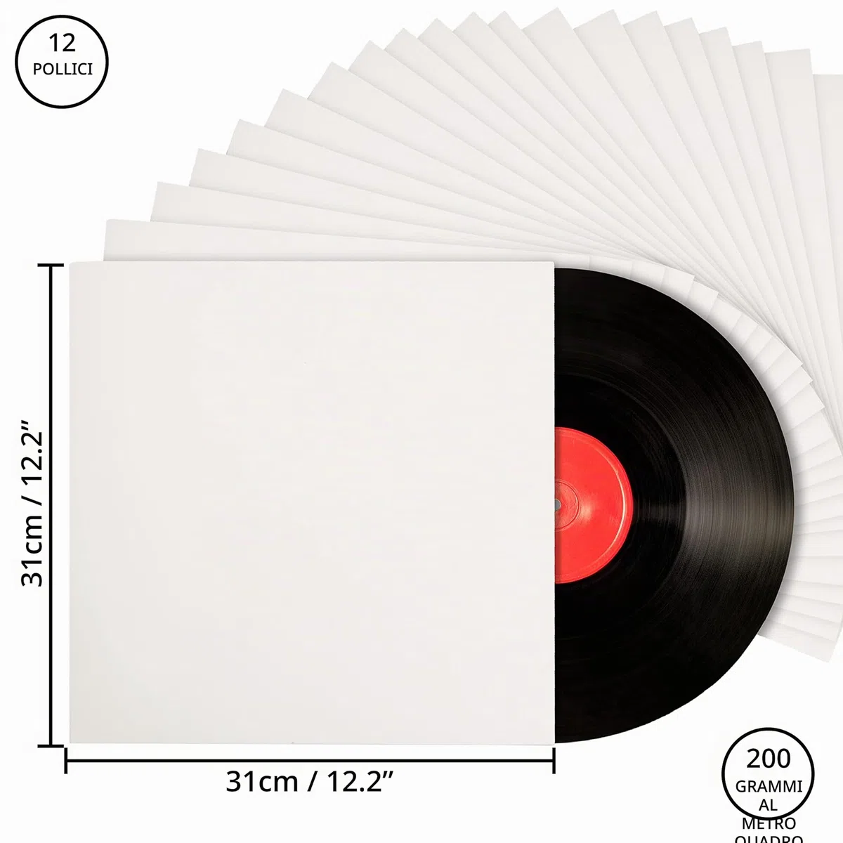 Belle Vous Busta in vinile con 33 giri bianchi da 12 pollici (set di 25), lunghezza 31 x larghezza 31 cm, senza fori centrali, protezione in vinile senza acidi, buste per album vergini e grezze