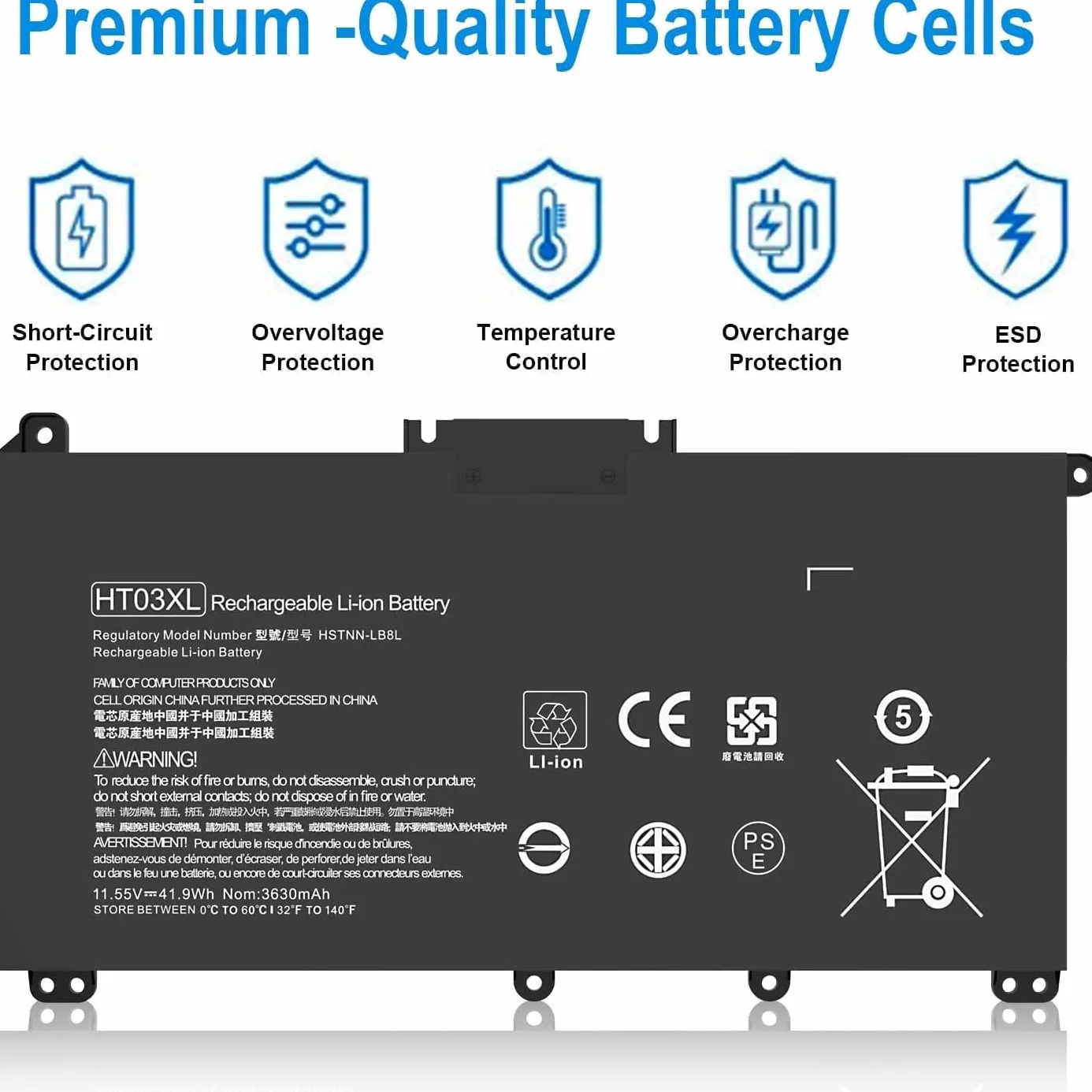 HT03XL Batteria di ricambio per HP Serie 240 245 250 255 G7 340 348 G5 Pavilion serie 14-DH 14Q-CS 14-CE 14-CK 14-DF 14-DQ 15-DW 15Q 15S X360 14M-DH Series HT03041XL L11111 9-855 L11421-542 L11421-2C2