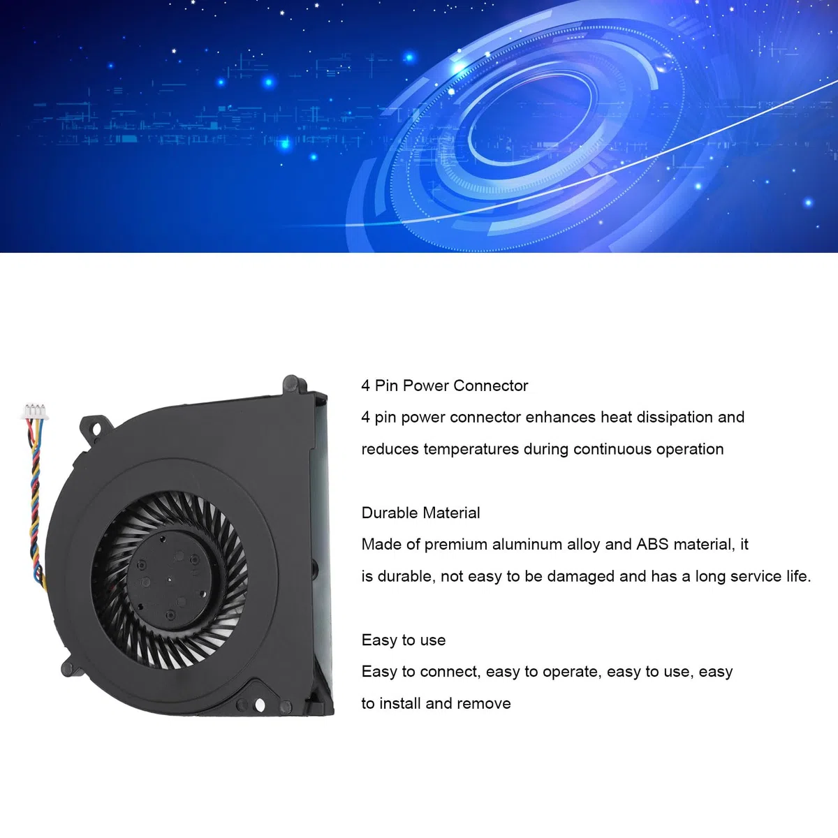 Ventola di Raffreddamento di Ricambio, per Elitebook 740 745 755 840 850 855 ZBook 14 G1 730792-001 con Connettore di Alimentazione a 4 Pin, Ventola di Raffreddamento CPU