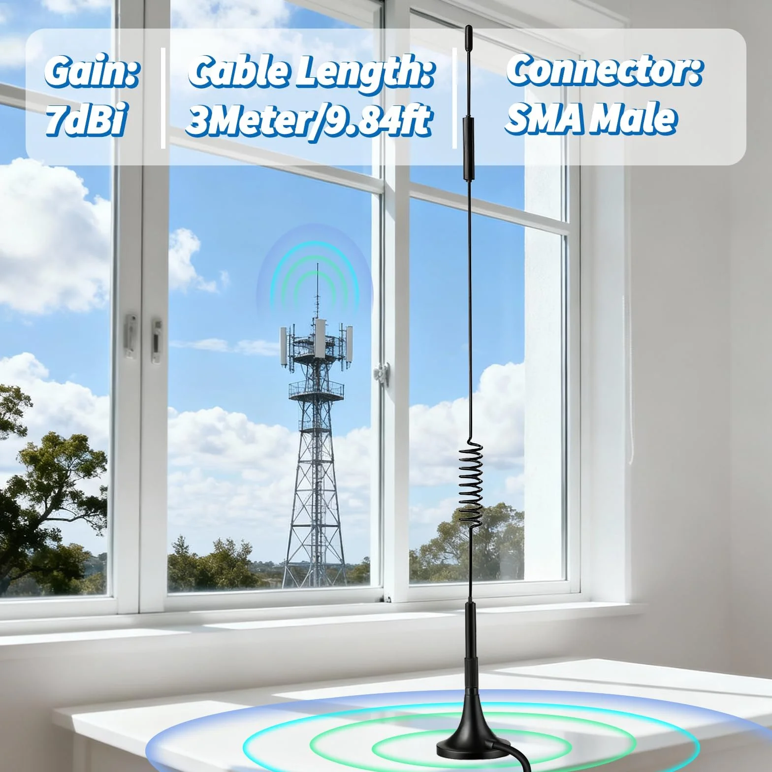 Bingfu Antenna 4G LTE Interni SMA Maschio 7dBi MIMO Esterna Base Magnetica (2 Pacchi) para Tim Iliad Vodafone WindTre 4G LTE Cellular Router Modem Gateway Hotspot