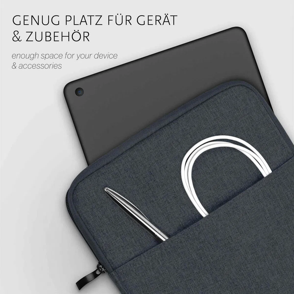 moex Custodia tablet per Samsung Galaxy Tab S10 FE – Custodia con scomparto per accessori, fibra di poliestere, minimalista con chiusura lampo, impermeabile, antracite