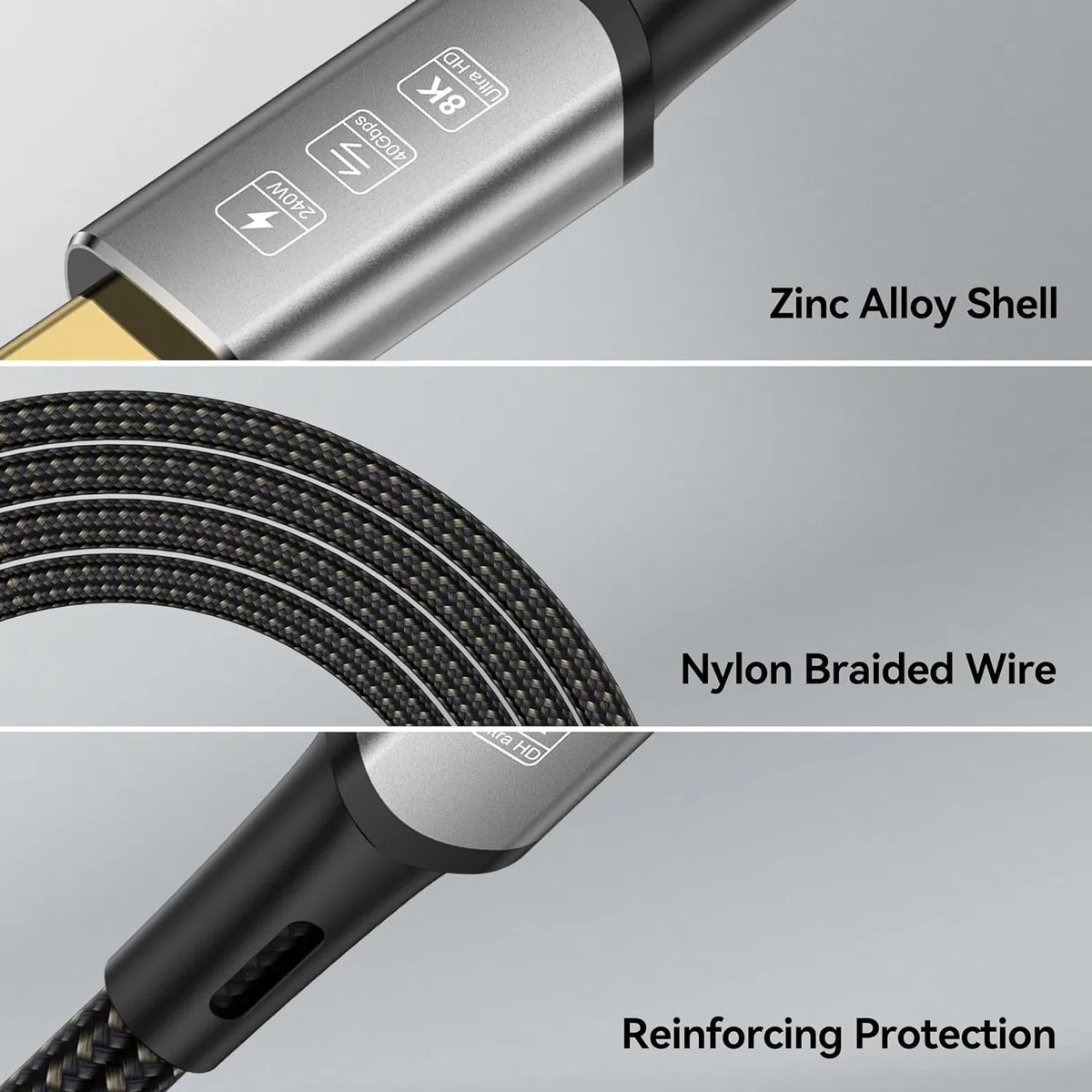 Cavo USB 4, con cavo Thunderbolt 4, cavo di ricarica da 240 W, cavo dati da 40 Gbps, 8 K a 60 Hz, 4 K120 Hz, HDR, PD3.1, USB C a USB C, per hub, dock MacBook, M1 M2, M3, Mac Studio SSD, laptop