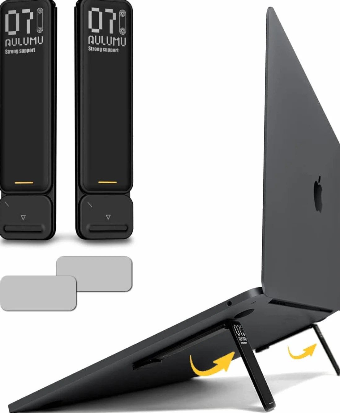 Aulumu G07 Supporto PC Portatile a Scomparsa | Raffreddamento Super Supporto Laptop | Rialzo Ergonomico per Laptop Stand da Scrivania per MacBook, Tutti i Laptop, Tablet, 8-20'', Nero