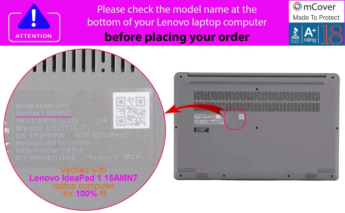 mCover Custodia compatibile solo per Lenovo IdeaPad 1 Series 2022-2025 da 15" (15ADA7 / 15AMN7 / 15ALC7 / 15IAU7 / 15IGL7 / 15IJL7 / 15IRU7) laptop Windows (non compatibile con altri modelli), rosa