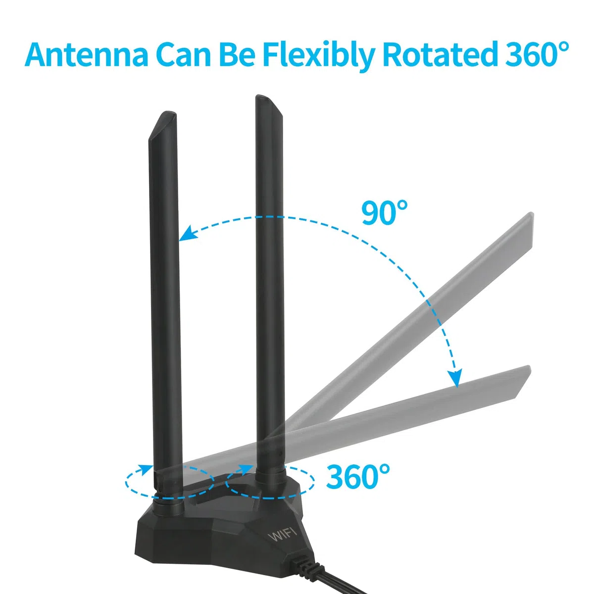 Antenna WiFi 8dBi Dual Band 2,4 GHz 5 GHz 5,8 GHz Connettore RP-SMA con Base Magnetica Compatibile con Router WLAN, Schede Madri PCI, Router Wireless, Moduli Bluetooth