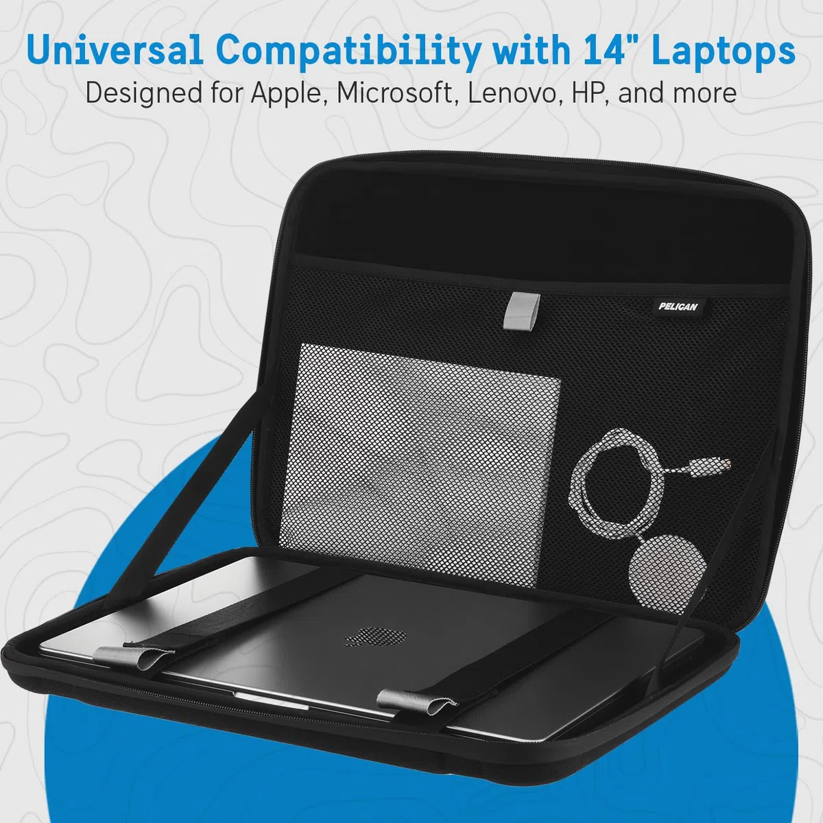 Pelican Adventurer - Borsa per laptop da 14", maniglia elastica per il trasporto, chiusura sicura con cerniera, impermeabile, antigraffio e resistente, per laptop da 12" a 14", nero