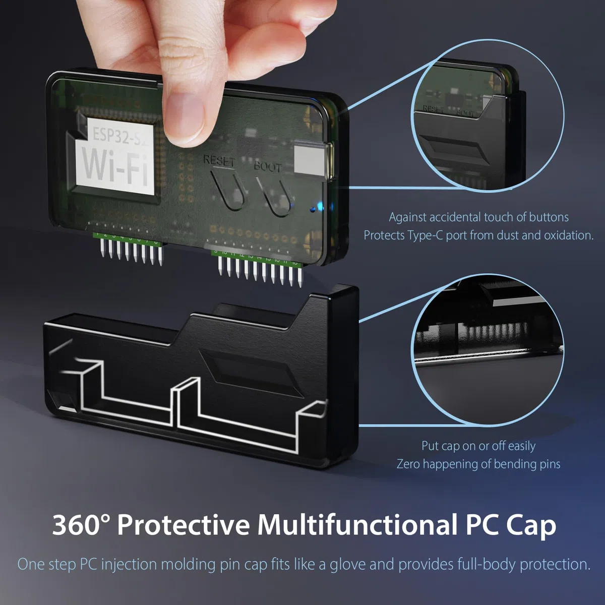 Custodia protettiva 4 in 1 per Flipper Zero Device e Wi-Fi Dev Board V1 ESP32-S2, accessori per Flipper Zero WiFi Dev Board – Nero