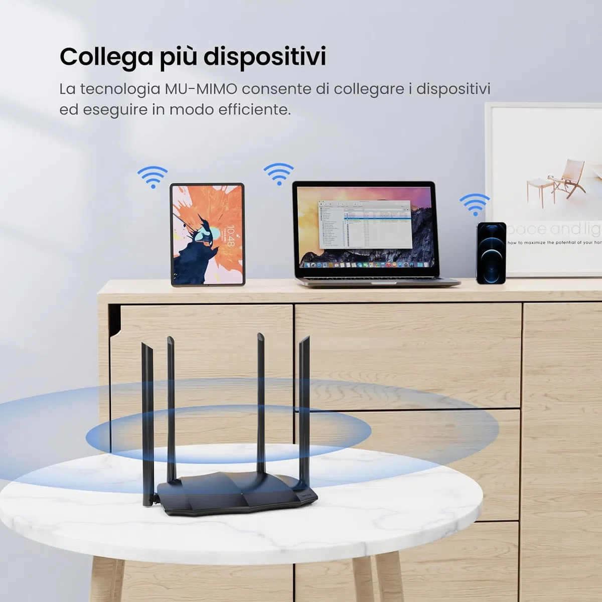 Tenda AC8 Router WiFi AC1200 - Router Wireless Dual Band 5GHz/2.4GHz, Gigabit Porte, Antenne 4x6dBi, Repeater Access Point Mode, Beamforming/MU-MIMO/Controllo APP/IPv6/WPS