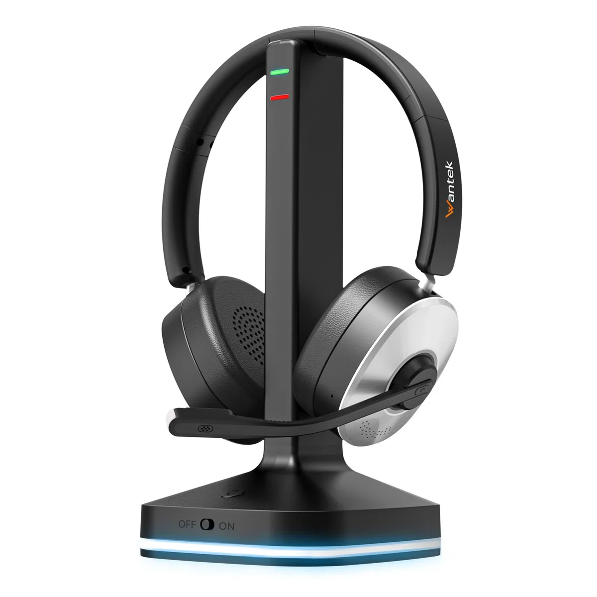 Wantek Cuffie Bluetooth con Microfono,Cuffie Wireless con Dongle USB e Base di Ricarica,Microfono con Riduzione del Rumore,Pulsante Muto per PC Laptop Ufficio Smart Working Call Center Teams Zoom