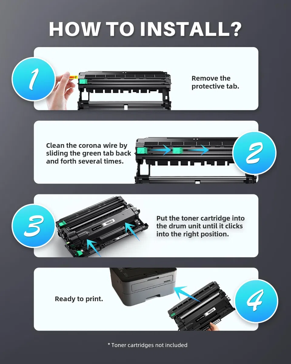 INK4U DR2510 Tamburo Compatibili per Brother DR 2510, (Capacità fino a 15.000 Pagine)per DCP-L2627DW HL-L2400DWE DCP-L2627DWXL DCP-L2620DW MFC-L2860DW DCP-L2665DW DCP-L2660DW MFC-L2860DWE DCP-L2627DWE