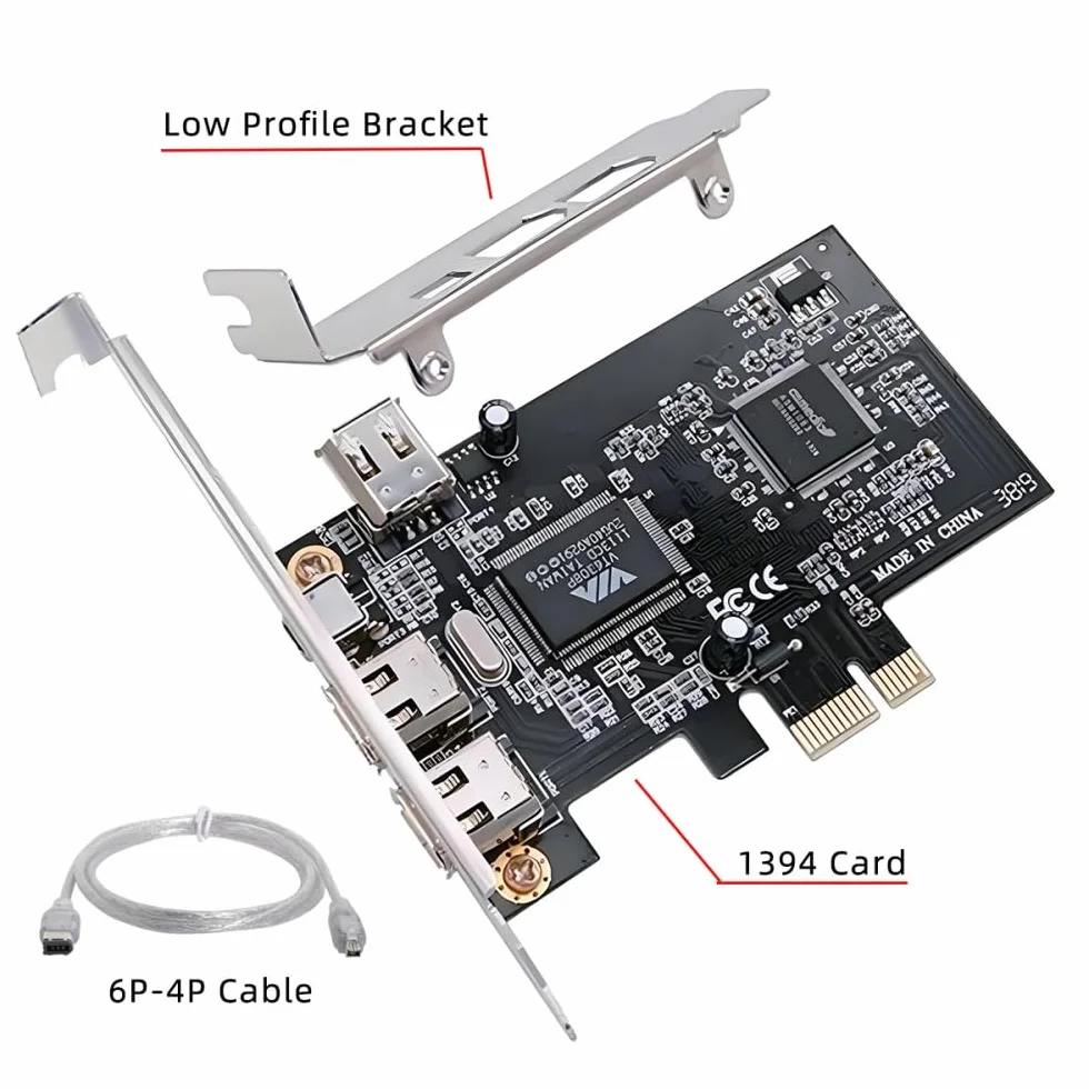 cablecc 400Mbps PCI-E 1X 4X 16X a 4 porte Firewire 400 Capture Card IEEE 1394a PCI Express Card 6Pin e 4Pin IEEE-1394 Adattatore
