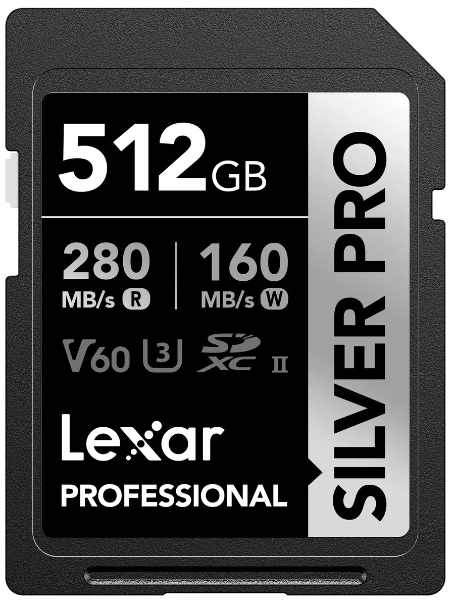 Lexar Scheda di memoria professionale Silver Pro da 512 GB, UHS-II, C10, U3, V60, Full HD, 4K, fino a 280 MB/s in lettura, per fotografi professionisti, videografi e appassionati (LSDSIPR512G-BNNNU)