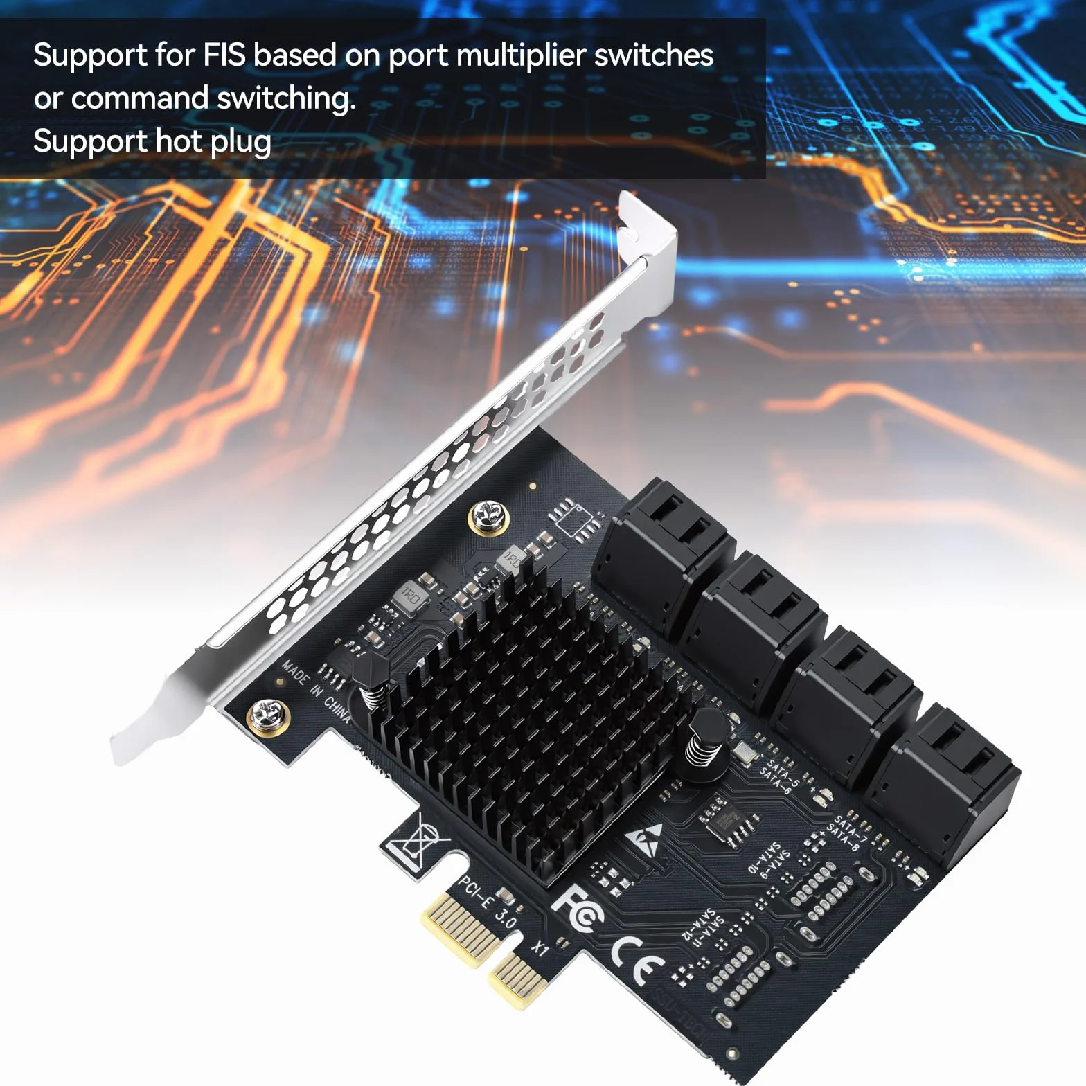 ELUTENG Scheda SATA PCIe 8 porte, 6 Gbps PCIe a SATA adattatore SATA 3.0 controller scheda PCI Express X1 per desktop PC, supporto SSD HDD, avvio come disco rigido di sistema