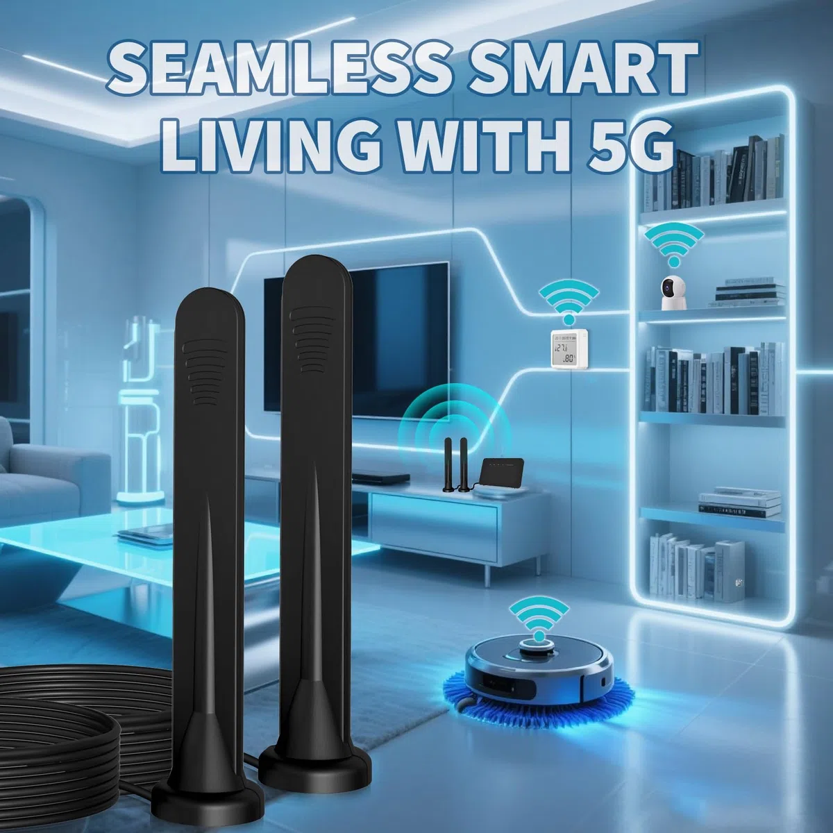 Bingfu Antenna 5G 4G LTE Esterna SMA TS9 5dBi Omnidirezionale Impermeabile con Base Magnetica 3 m Cavo per Router, Modem, Hotspot, Gateway, Sistema di Sorveglianza, Dispositivi IoT Casa Domotica