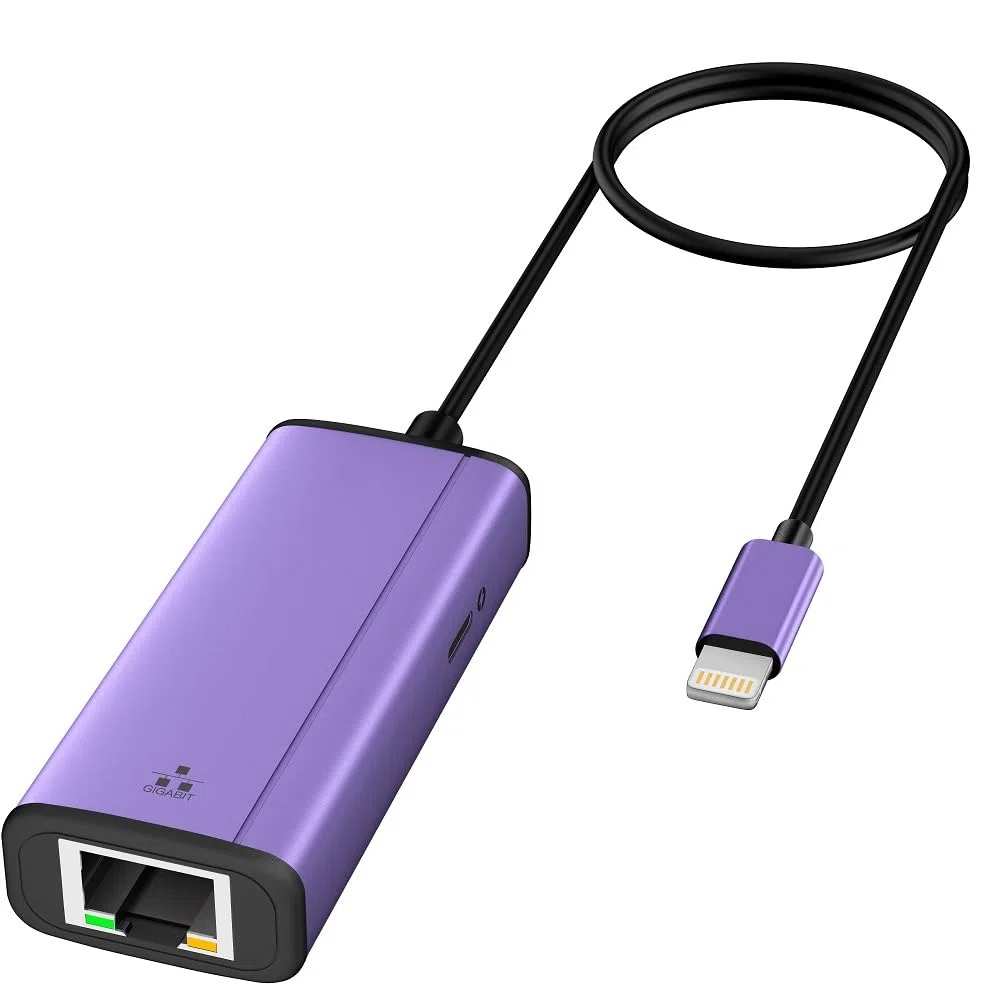 Adattatore da Lightning a Ethernet 1000 Mbps, IVSHOWCO 2 in 1 per iPhone iPad a RJ45 Ethernet LAN adattatore di rete con porta di ricarica, 1 Gigabit ad alta velocità, Plug and Play
