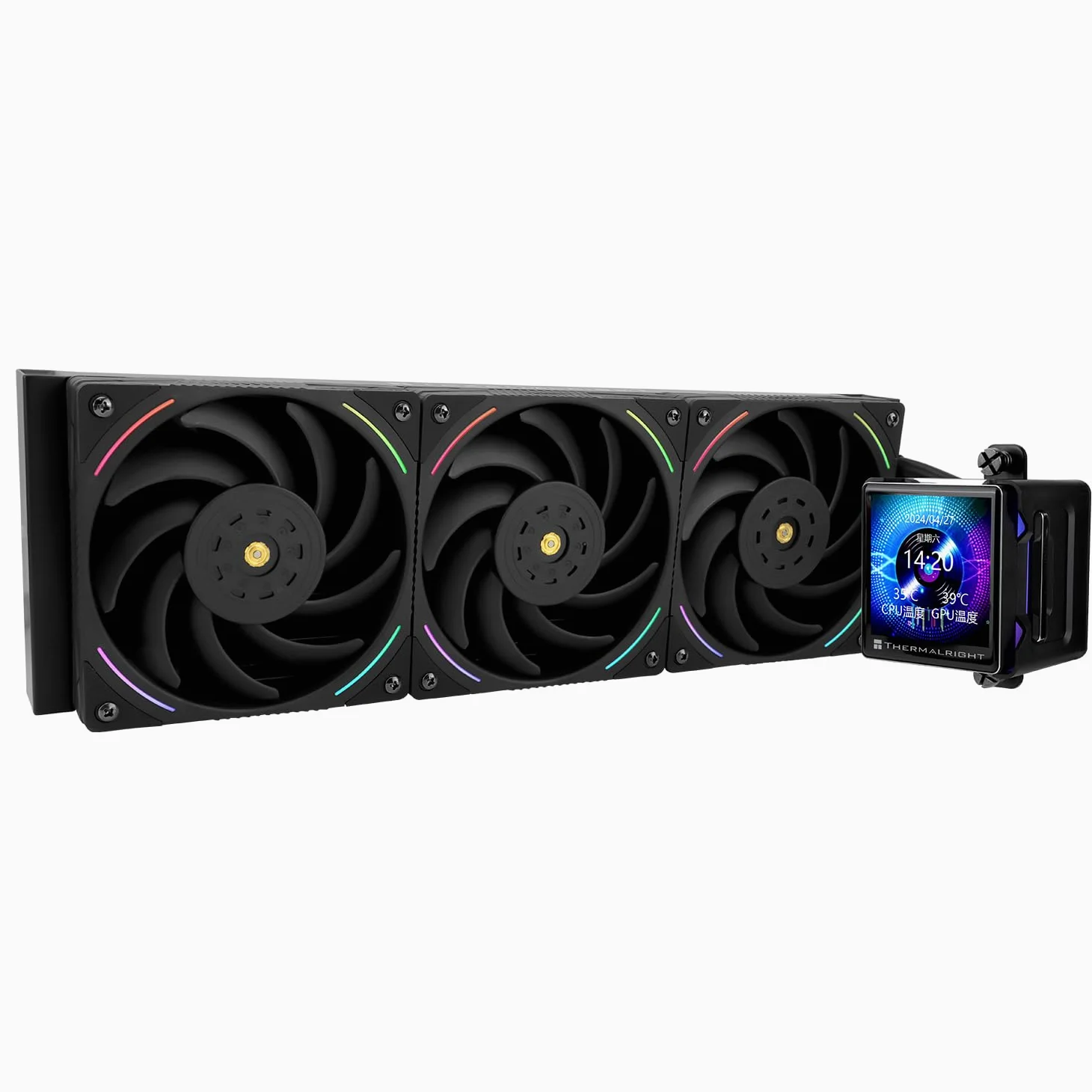 TR Elite Vision 360 ARGB BLACK CPU Water Cooler with TL-K12 PWM Fan, 2150RPM Speeds,IPS LCD Screen with 320 * 320 Resolution,Liquido CPU Cooler,for AM5/Intel 1851/1700,2.73inch Display Screen