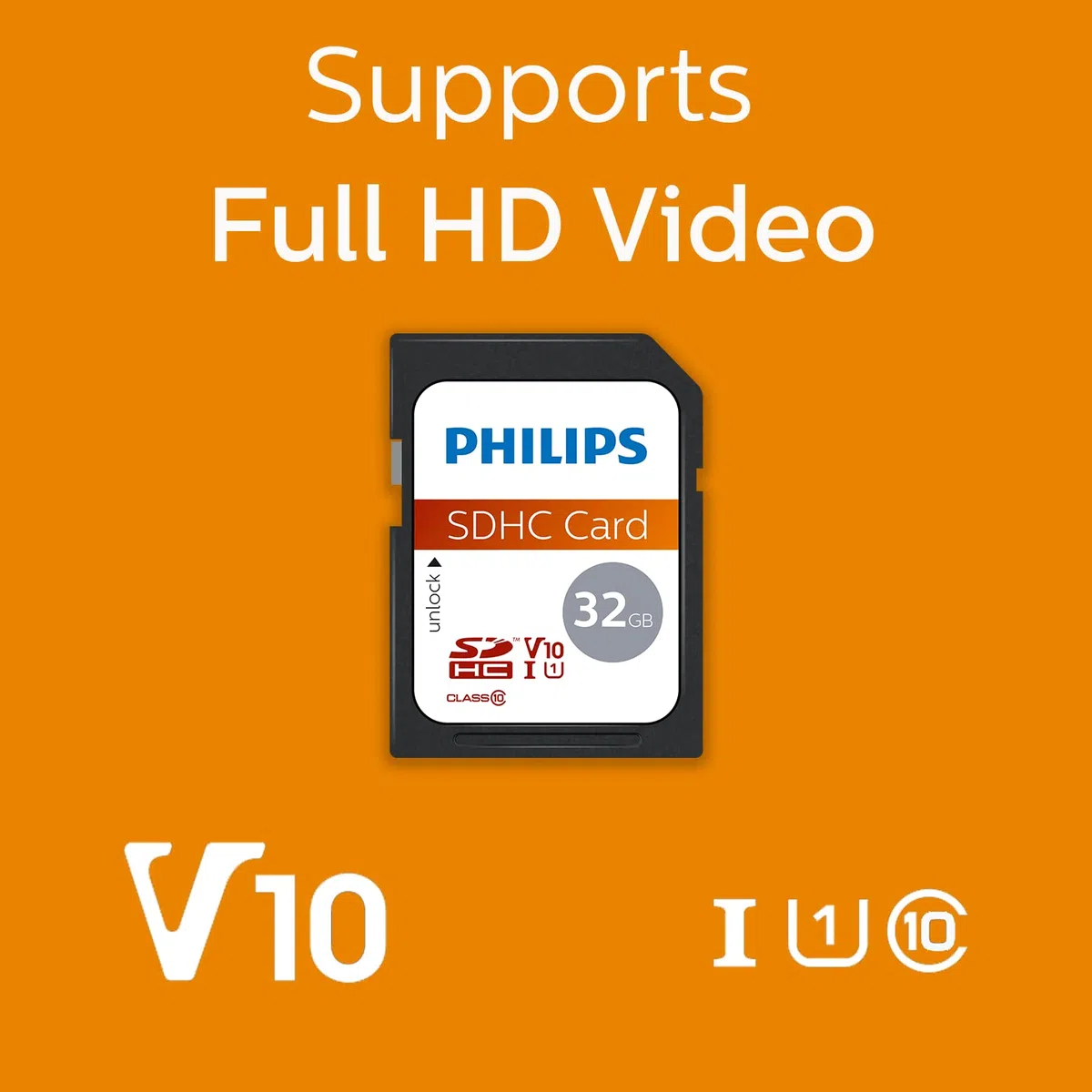 Philips Ultra Speed SDHC Card 32 GB UHS-I U1, velocità di lettura fino a 80 MB/s, V10, scheda di memoria per fotocamere, tablet, PC, lettore di schede, video Full HD