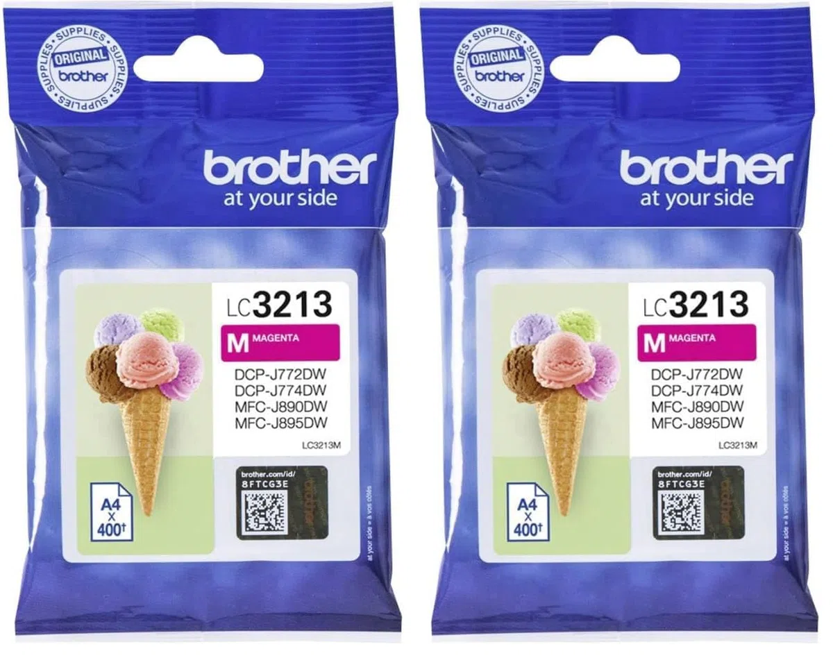 Brother LC-3213M - Cartuccia d'inchiostro (400 pagine, adatta DCP-J772DW, DCP-J774DW, MFC-J890DW, MFC-J895DW), colore magenta, piccola (Confezione da 2)
