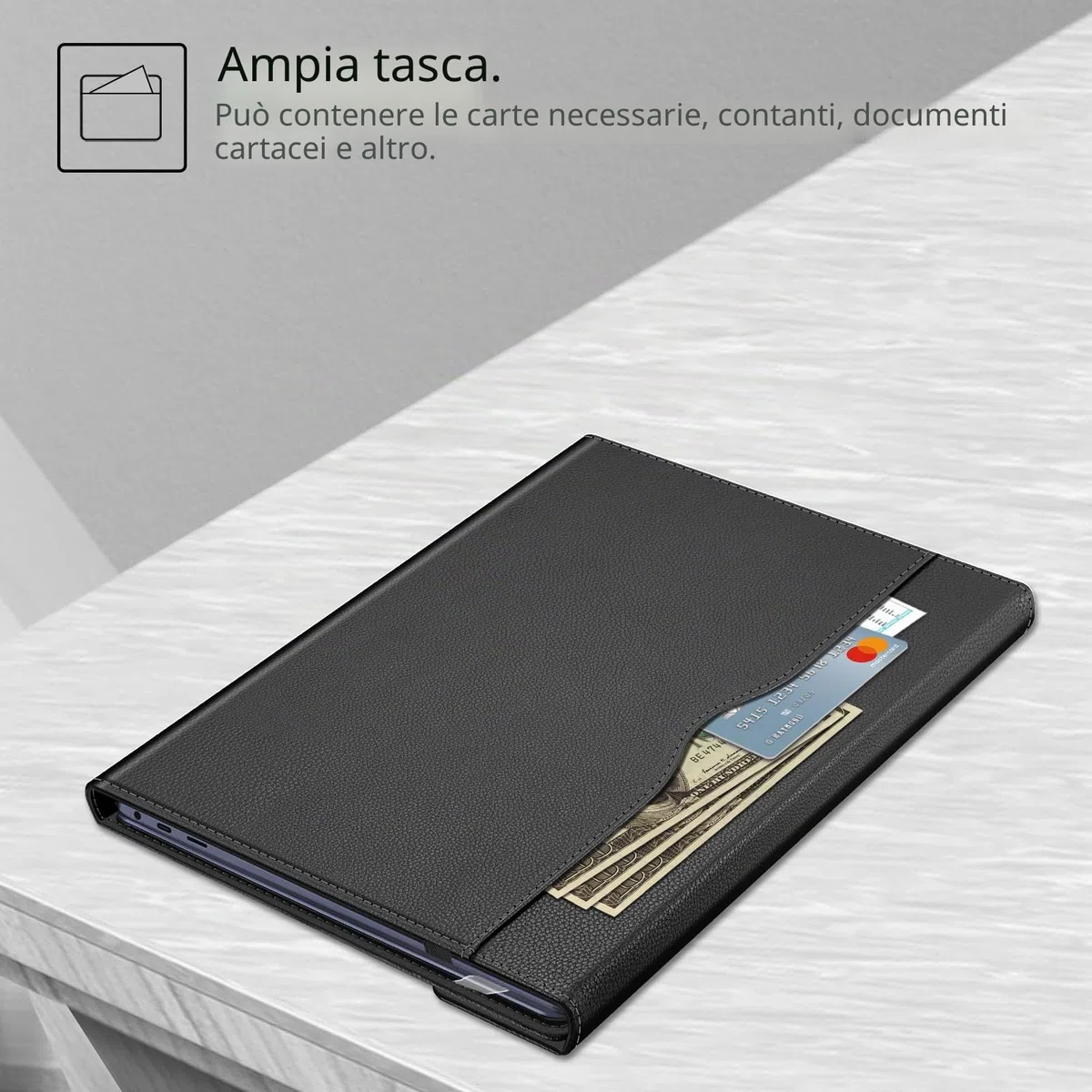 FINTIE Custodia per 15.6 Pollici Samsung Galaxy Book 5 360,Galaxy Book 4/Book4 Edge, Portfolio Business Cover con Tasca, Nero