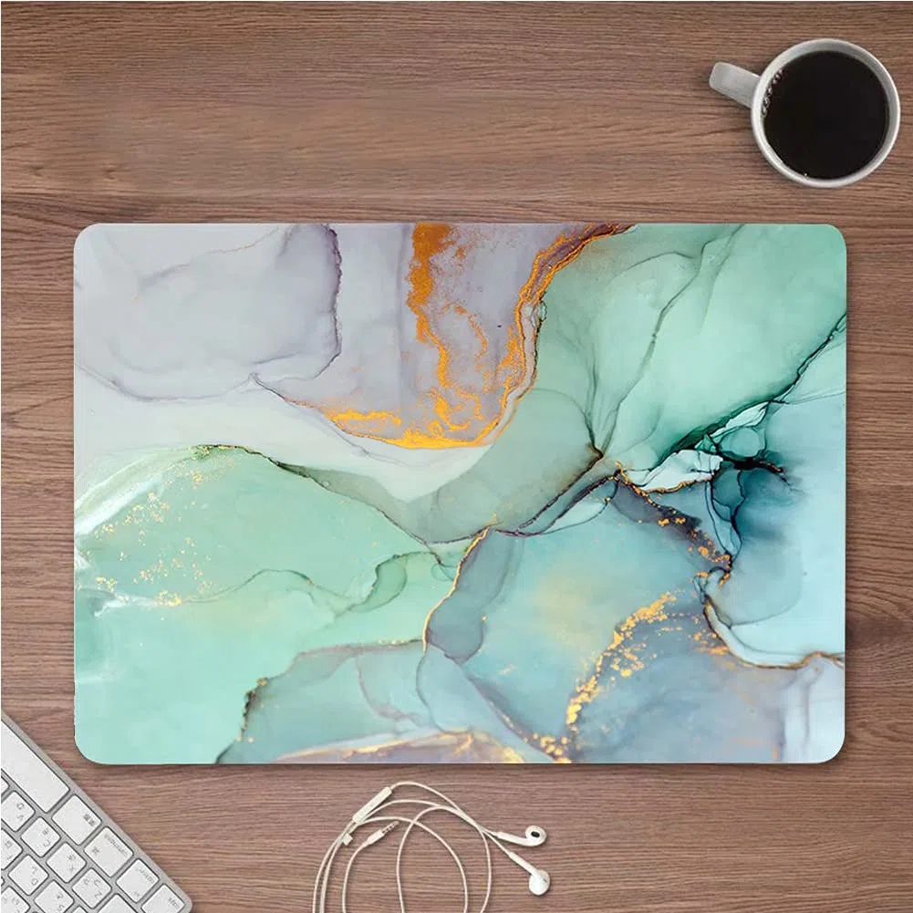 Fancity Cover Compatibile con MacBook Air 13 Pollici 2020 2021 A2337 M1 A2179 A1932, Custodia Rigida in Plastica Compatibile con MacBook Air 13 Pollici con Touch ID 2018-2021, Marble Green