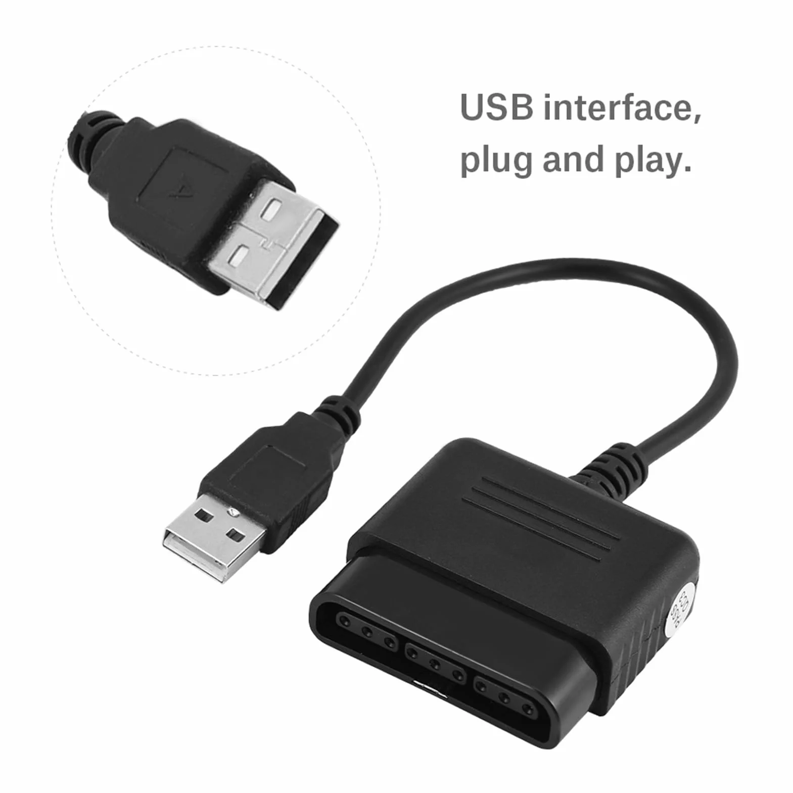 Tissting Adattatore Controller PS2 a USB, Convertitore Cavo per Controller PS3/PC, Materiale ABS, Compatibile con PS2, PS3, PC per Giocatori di Videogiochi