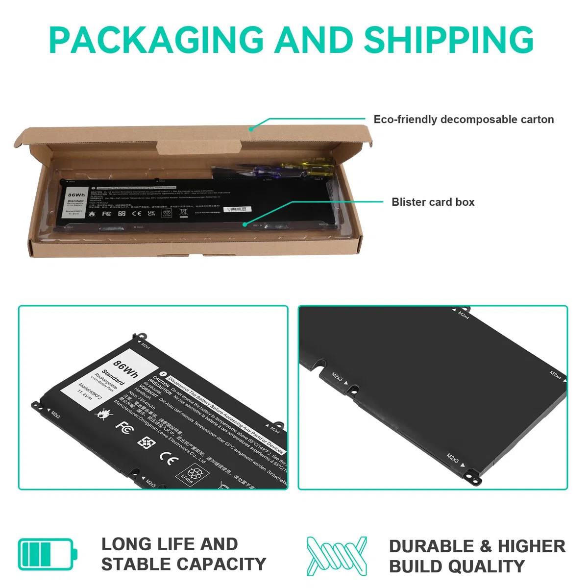 ASUNCELL 11.4V/86Wh 69KF2 Batteria del computer portatile per Dell XPS 15 9500 9510 9520 9530 Series, Precision 5550 5560 5570, G15 5510 5511 5520, per Alienware M15 R3 R4 R5 R6, per Alienware M16 R1