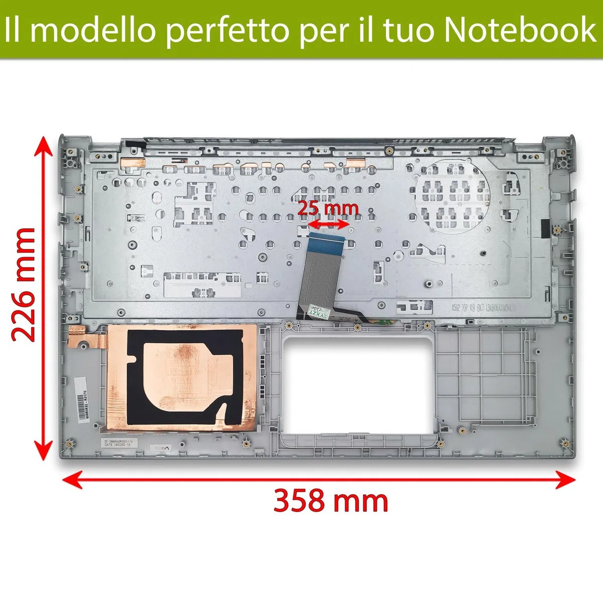 new net - Top Case Palmrest con Tastiera Compatibile con ASUS F512D, F512DA, F512FA, F512FB, F512U, F512UA [Frame Argento - Senza touchpad - Layout ITA]