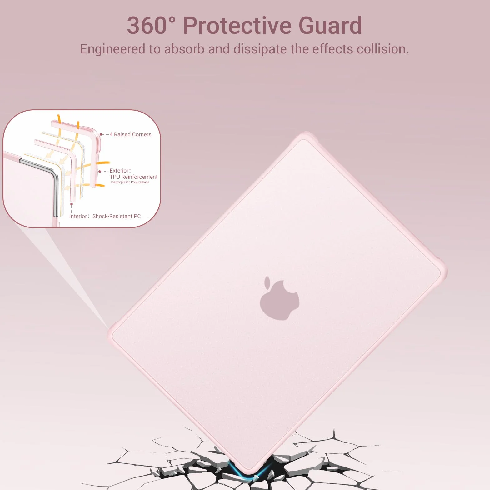 MOSISO Custodia Compatibile con MacBook Air 13 Cover M5 M4 M3 M2 2026-2022 A3449 A3240 A3113 A2681, 13,6'' Case Anti-crepa Angoli e Bordo Morbido TPU&Copritastiera&Pellicola&Tipo C, Rosa