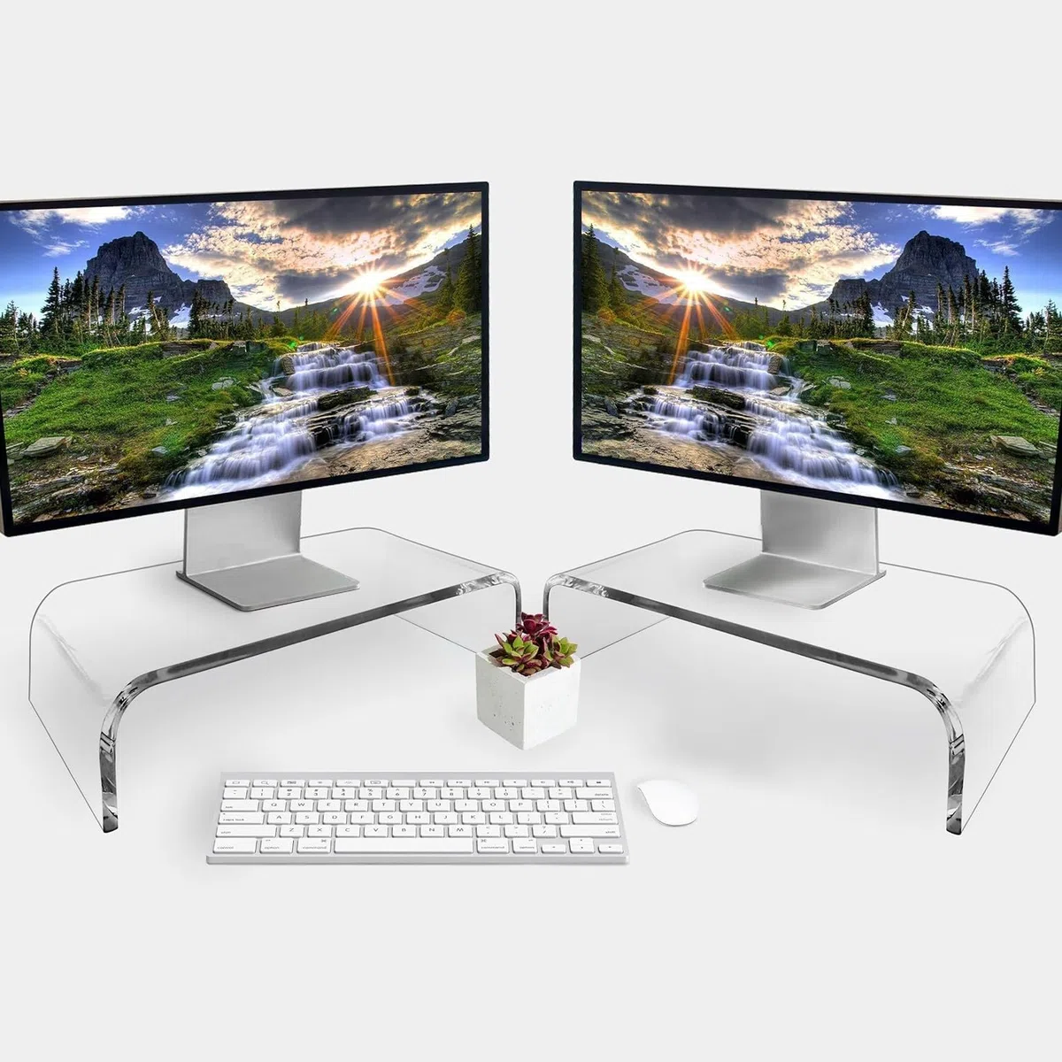 Windfromort Supporto per monitor acrilico – Altezza dello schermo in acrilico – Supporto trasparente per monitor da scrivania per laptop, notebook, PC, 40,6 x 19 x 10 cm