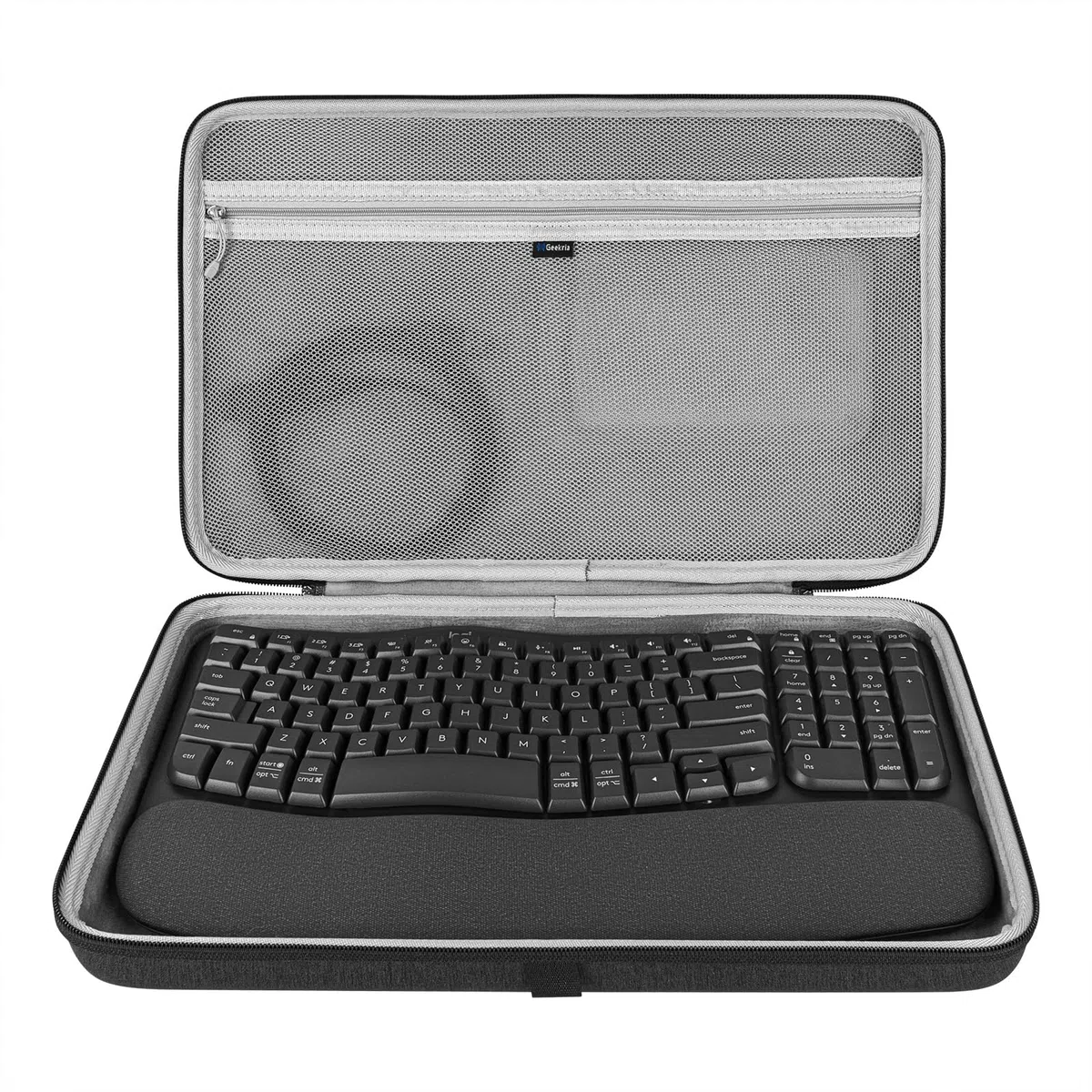 GEEKRIA Custodia da viaggio rigida per tastiera, compatibile con Logitech Wave Keys MK670 Combo/Tastiera ergonomica wireless Wave Keys (grigio scuro)