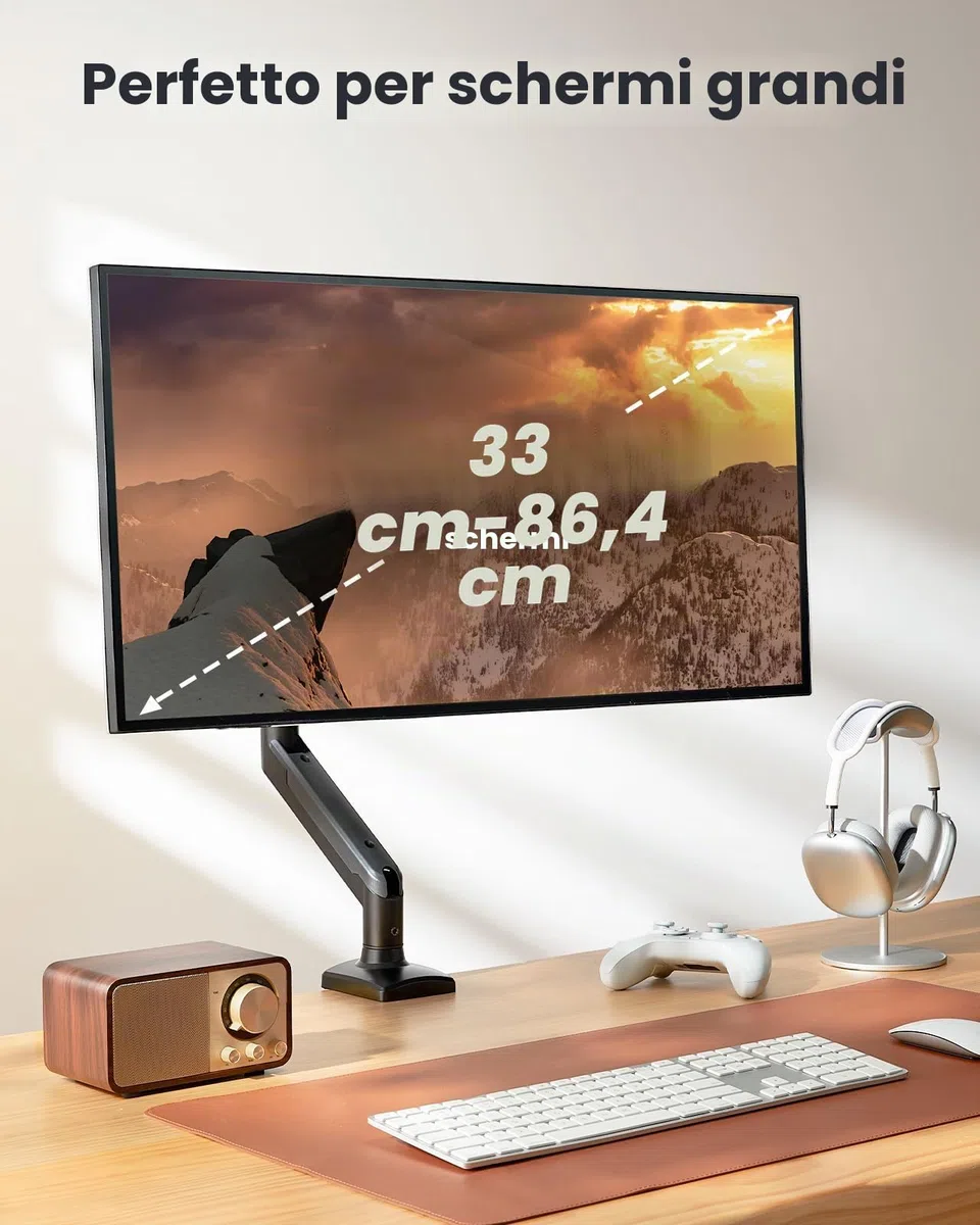 ErGear Supporto per Monitor per Schermi da 13-34 Pollici, Braccio per Monitor regolabile, Supporta fino a 10 kg, supporto girevole per scrivania, compatibile con Vesa 75 e 100 mm