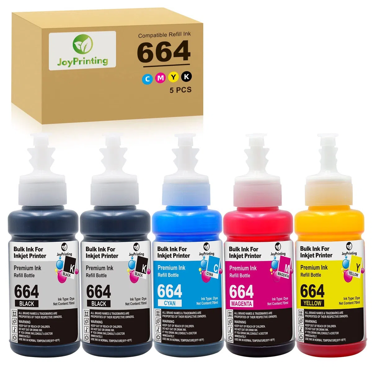 5-Pack T664 664 Inchiostro Sostituire Compatibile con Epson 664 T6641-T6644 Multipack per Ecotank ET-2500 ET-2550 ET-2600 ET-2650 ET-3600 ET-4500 ET-4550 ET-14000 ET-15000 ET-16500