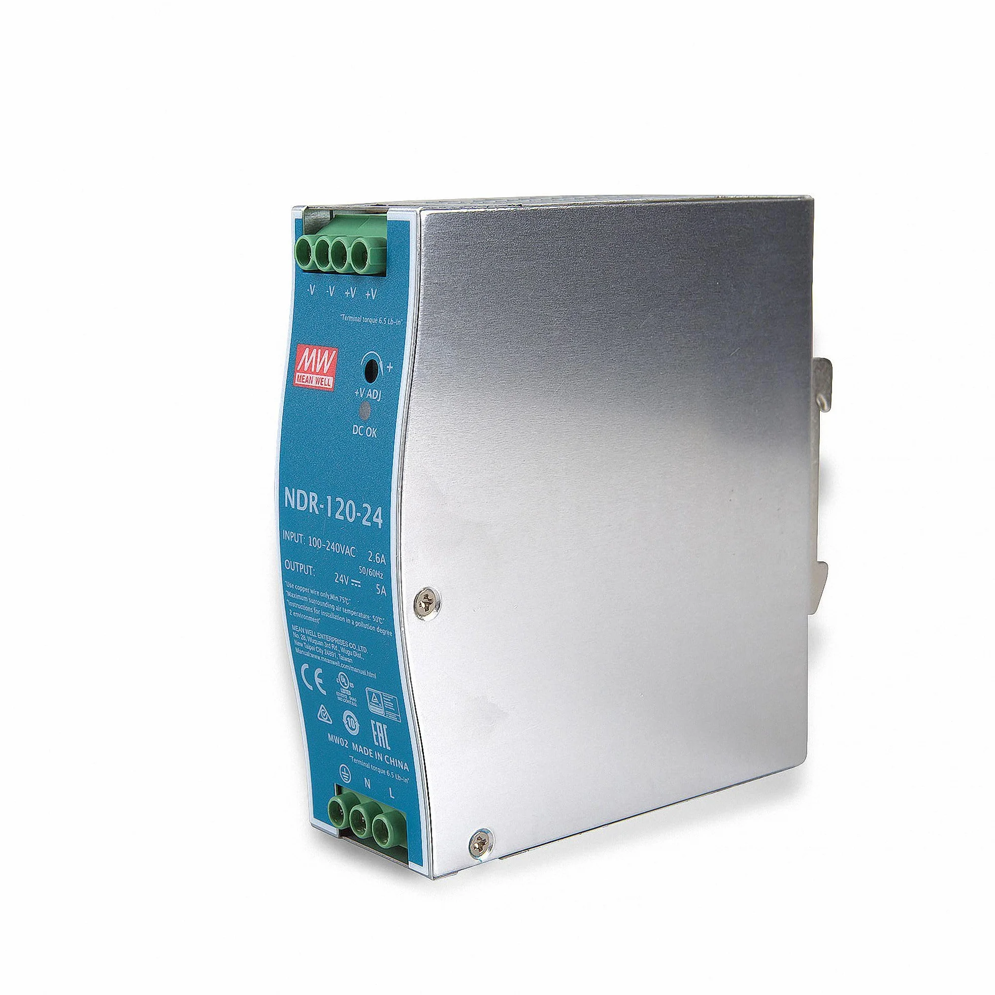 MeanWell NDR-120-24 - Alimentatore di rete DIN RAIL 120 W, 24 V, 5 A