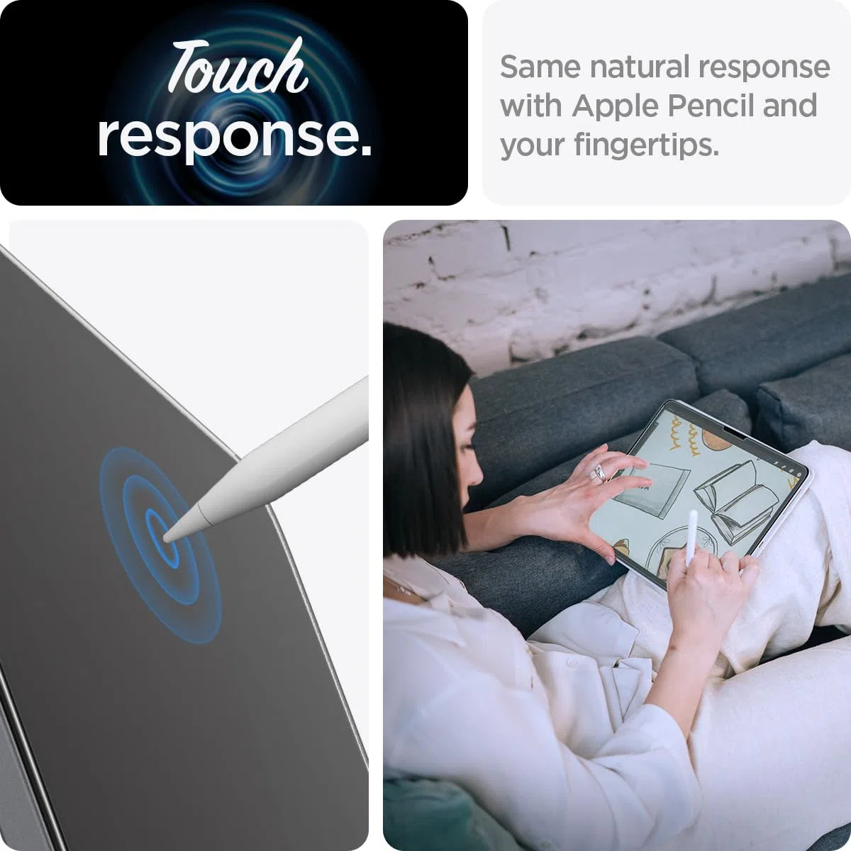 Spigen PaperTouch EZ Fit Vetro Temperato compatibile con iPad Air 11 pollici M4, M3, M2 (2026/2025/2024), Sensazione di Carta, Alta Reattività, Durezza 9H Pellicola prottetiva