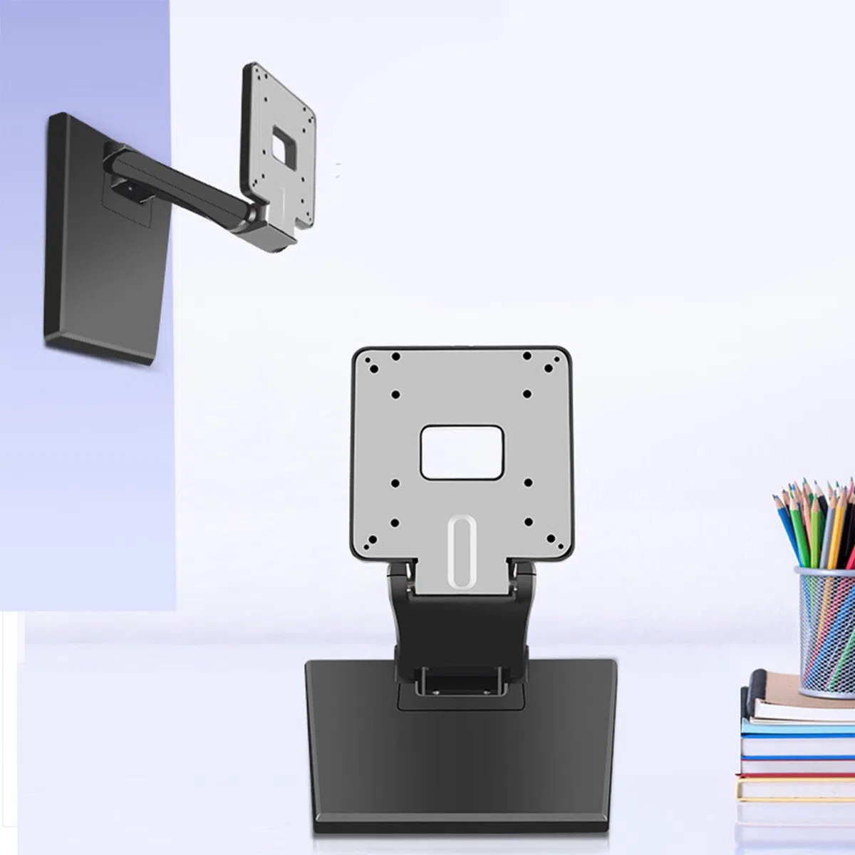 Supporto per monitor a basso profilo per schermi da 13-27 pollici Supporto da tavolo ergonomico regolabile Supporto da tavolo Base pieghevole Staffa resistente