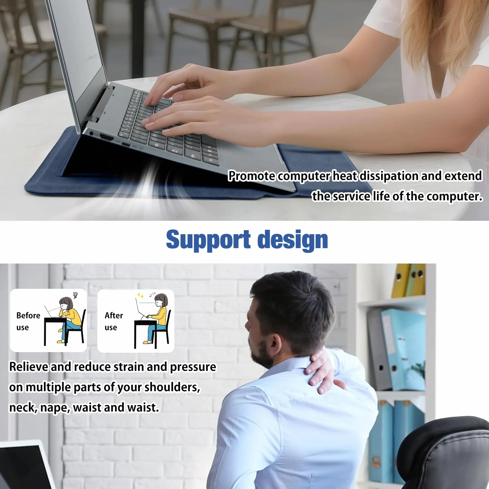 HaruYo 12-13-14-15-15.6-16 Pollici Custodia per laptop con Supporto Integrato e Polsiere, PU Pelle Portatile Sleeve per MacBook Air/Pro/Surface Dell Lenovo HP ASUS Acer 15-16 Pollici