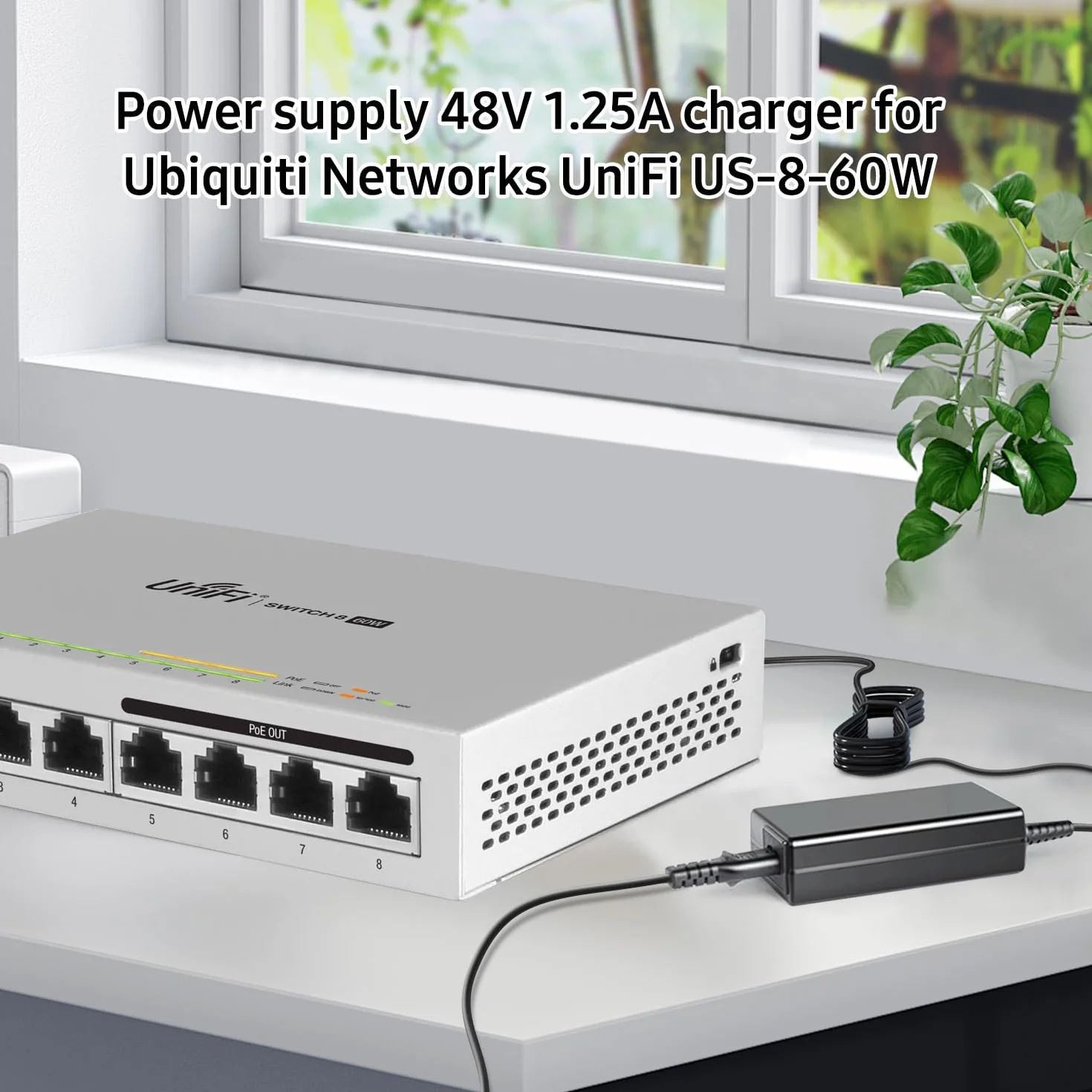 TAIFU 48V Alimentatore Caricatore per Ubiquiti Networks UniFi US-8-60W USW-Ultra-60W Switch Ethernet Gigabit PoE gestito a 8 Porte da 60W UI.com US8-60W US860W US-860W Alimentazione Caricabatterie