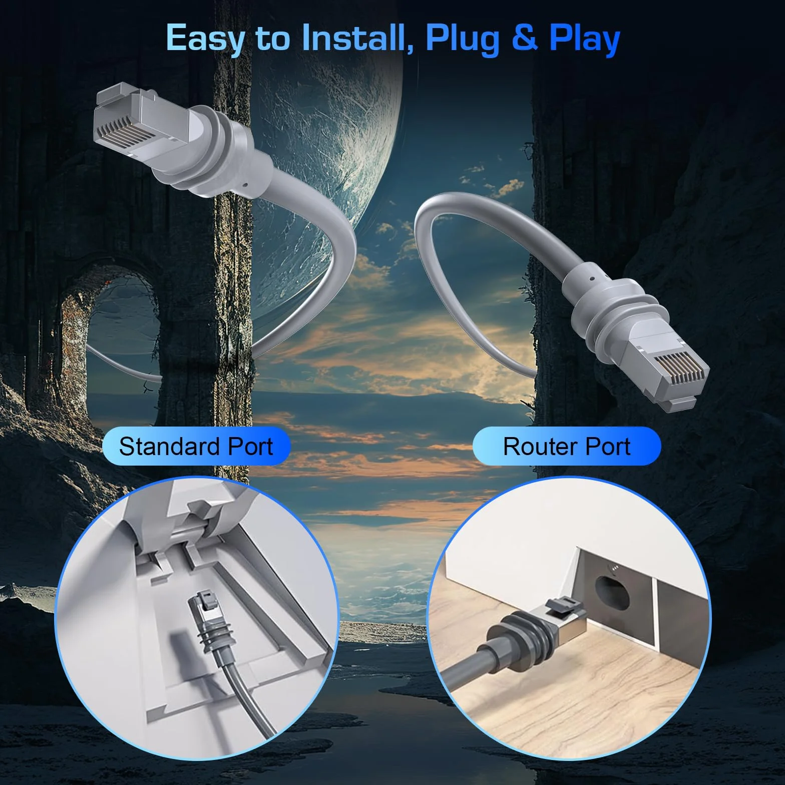 Starlink Gen 3 Cavo 15 M per Starlink Standard 3-Generazione/Mini Cavo Ethernet ad Alta Velocità Ultra Lungo, Impermeabile come Cavo di Prolunga di Ricambio (Grigio)