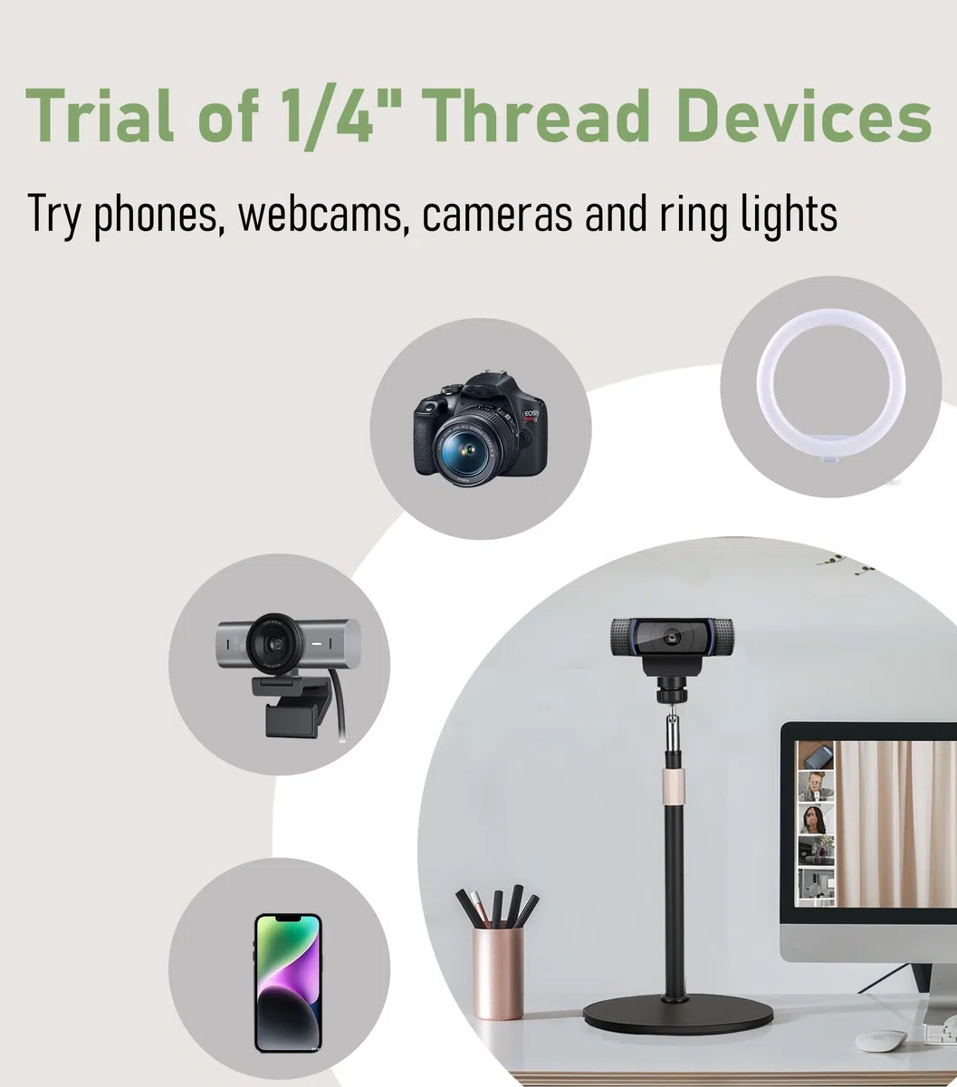 B15 Supporto da tavolo per webcam/cellulare tutto in metallo, supporto orientabile a 360° per webcam C960 C930e C930 C920 C920S C922x C922 Brio 4K C925e C615 e altri dispositivi con