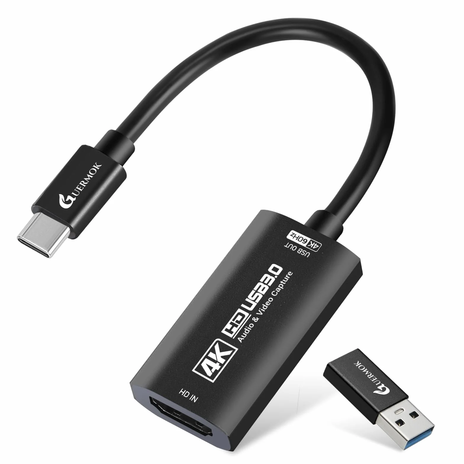 Guermok Scheda di acquisizione HDMI 4K @ 60FPS, 1080P @ 240FPS USB 3.0 HDMI a USB A/C Scheda di acquisizione video per streaming, funziona con Pad, Switch 2/1, PS4/5, Xbox1, Quest3, Mac OS, Windows