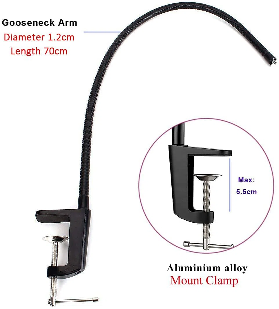 Supporto per webcam da 27 pollici, regolabile a collo di cigno fotocamera, supporto a morsetto per tutti i telefoni cellulari, Logitech Webcam C922 C930 C920 C615 ecc. (filettatura 1/4")