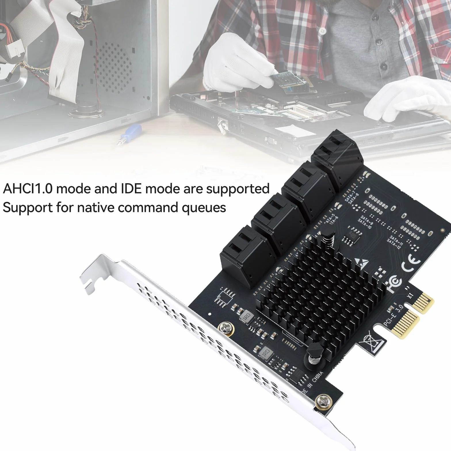 ELUTENG Scheda SATA PCIe 8 porte, 6 Gbps PCIe a SATA adattatore SATA 3.0 controller scheda PCI Express X1 per desktop PC, supporto SSD HDD, avvio come disco rigido di sistema