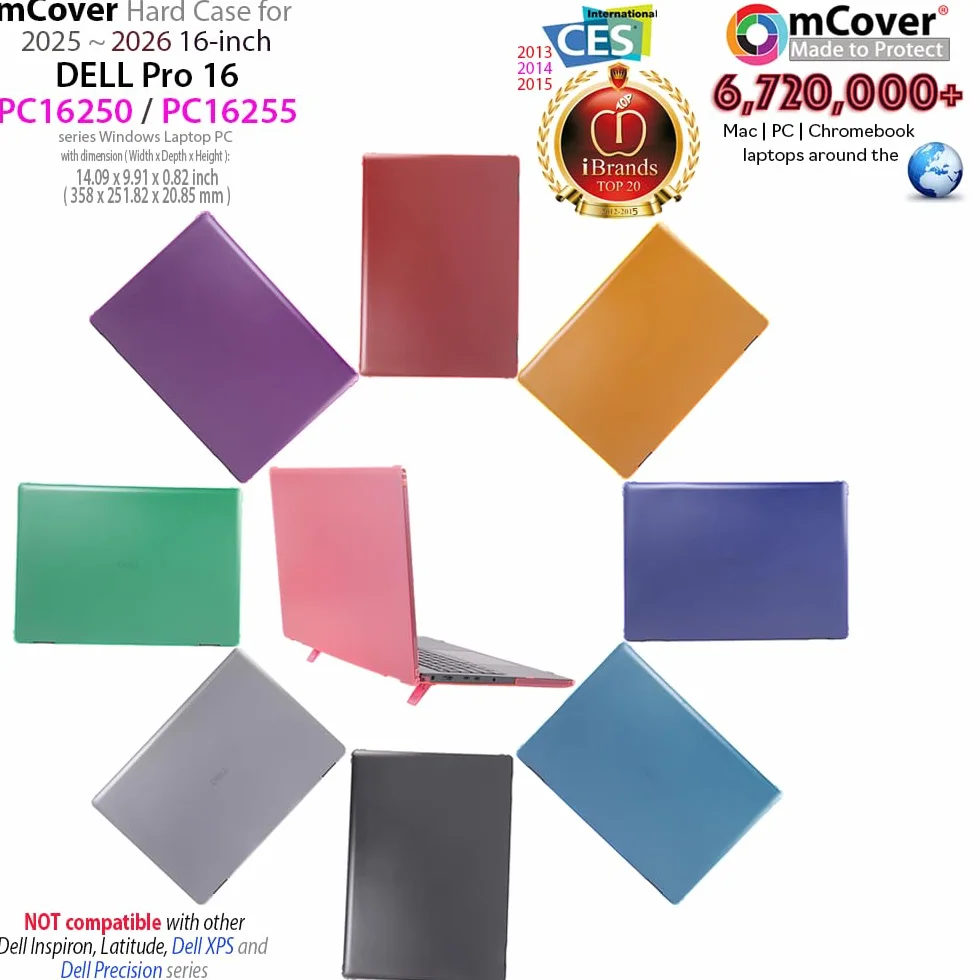 mCover Custodia compatibile solo per PC portatili Dell Pro 16 PC16250 / PC16255 serie 2025-2026 da 16 pollici (non compatibile con altri modelli Dell), colore nero