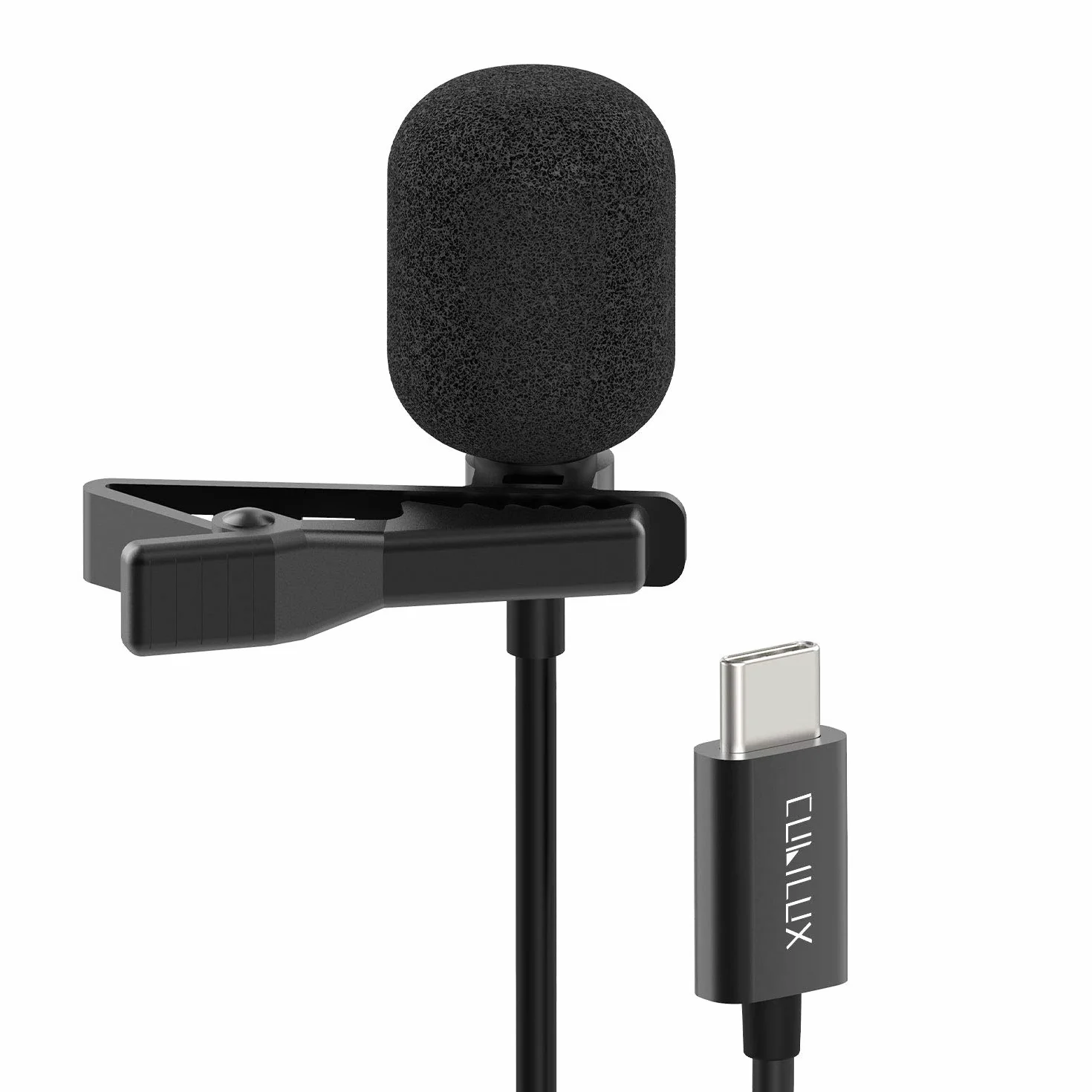 Cubilux Microfono USB, microfono lavalier di tipo C, microfono con clip esterna per iPhone 16/15 Pro Max, iPad Pro 13/12/11, iPad Air 13, Samsung S25/S24/S23 Z Fold/Flip 6/5/4 Tab S10/S9/S8, 5 piedi