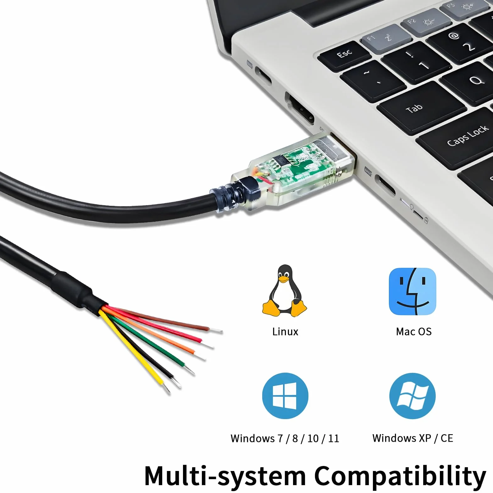 Cavo USB-RS485-WE-1800-BT, convertitore adattatore cavo seriale da USB a RS485 con chip FTDI (1,5 m)